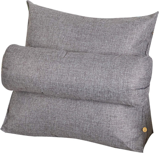Reading Pillow Adjustable Triangle Lumbar Support Cushion for Bedroom Living Room Zipper Design 4 Color Optional 16 Size (Color : Gray Size : 45x20x40cmcm((2 Pieces)) (Gray 60x20x50cm (2 Pieces))