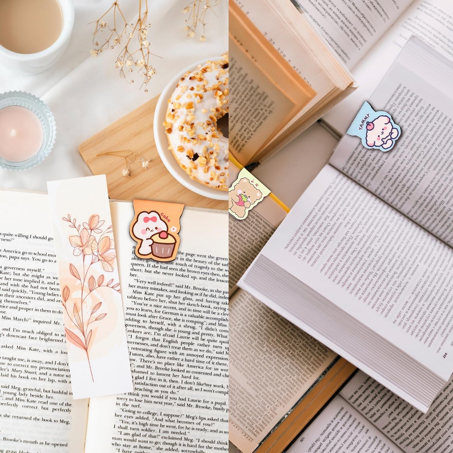 30PCS Cute Magnetic Bookmarks, Magnet Book Markers with 30 Patterns, Kawaii Girls Animals Page Clips, Cartoon Bookmark for Women Home Office Supplies
