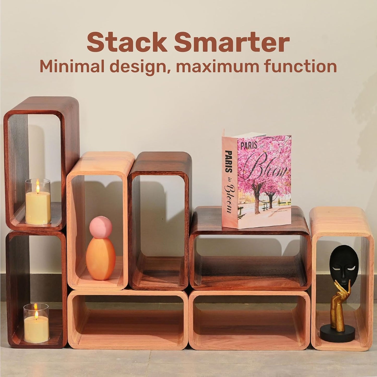 Wooden Cube Storage Shelf Organizer, Bookshelf for Bedroom, Livingroom, Dormroom, Home Office, Studyroom, Home Decor and Contemporary Spaces (Red Oak | Pack of 1)