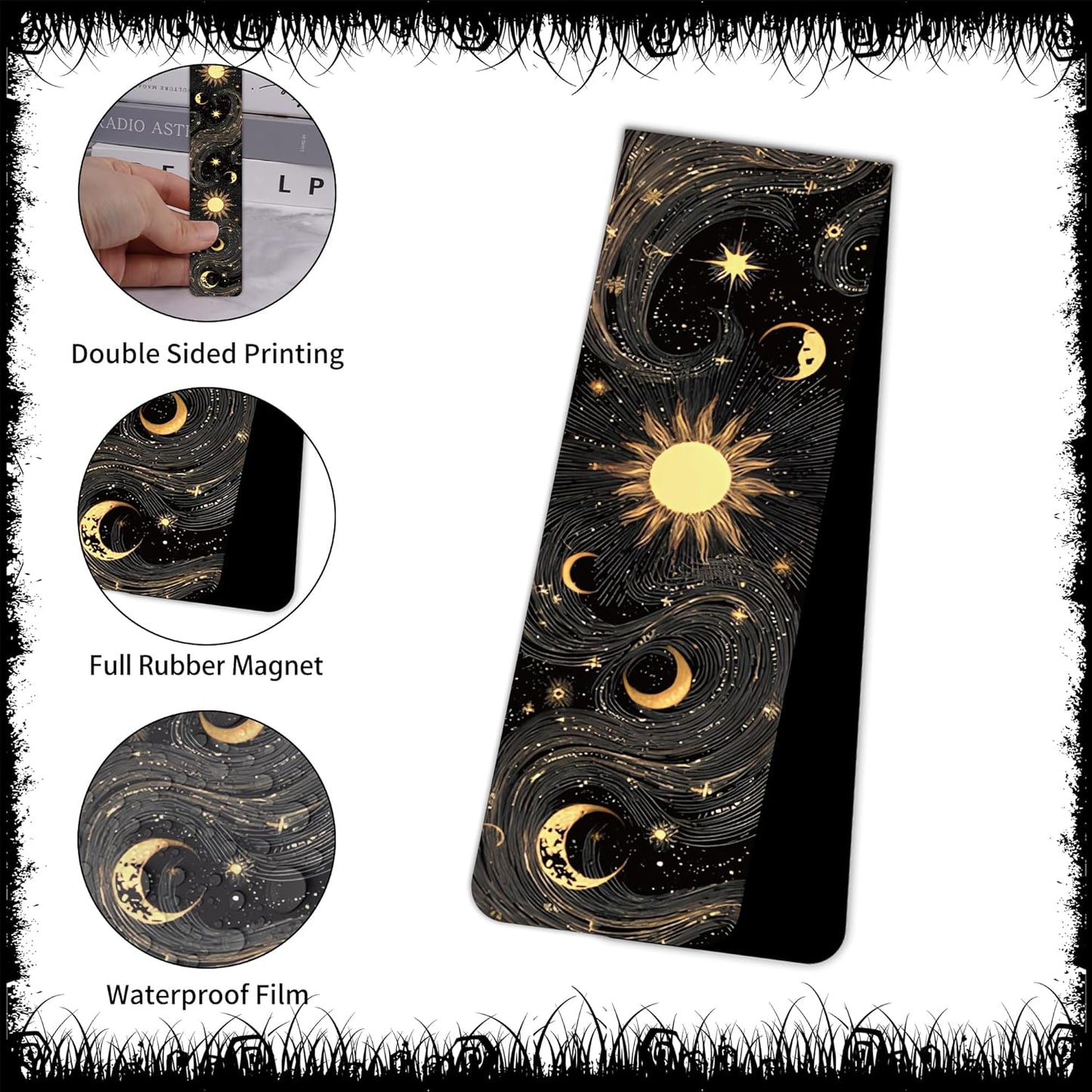 Dark Fantasy Magnetic Bookmarks: 30 Pcs Gothic Witchy Moon Book Mark Clips for Book Lovers, Dark Academia Page Marker for Reading Women Men, Bookish Gifts for Birthday Halloween School Office Supplies
