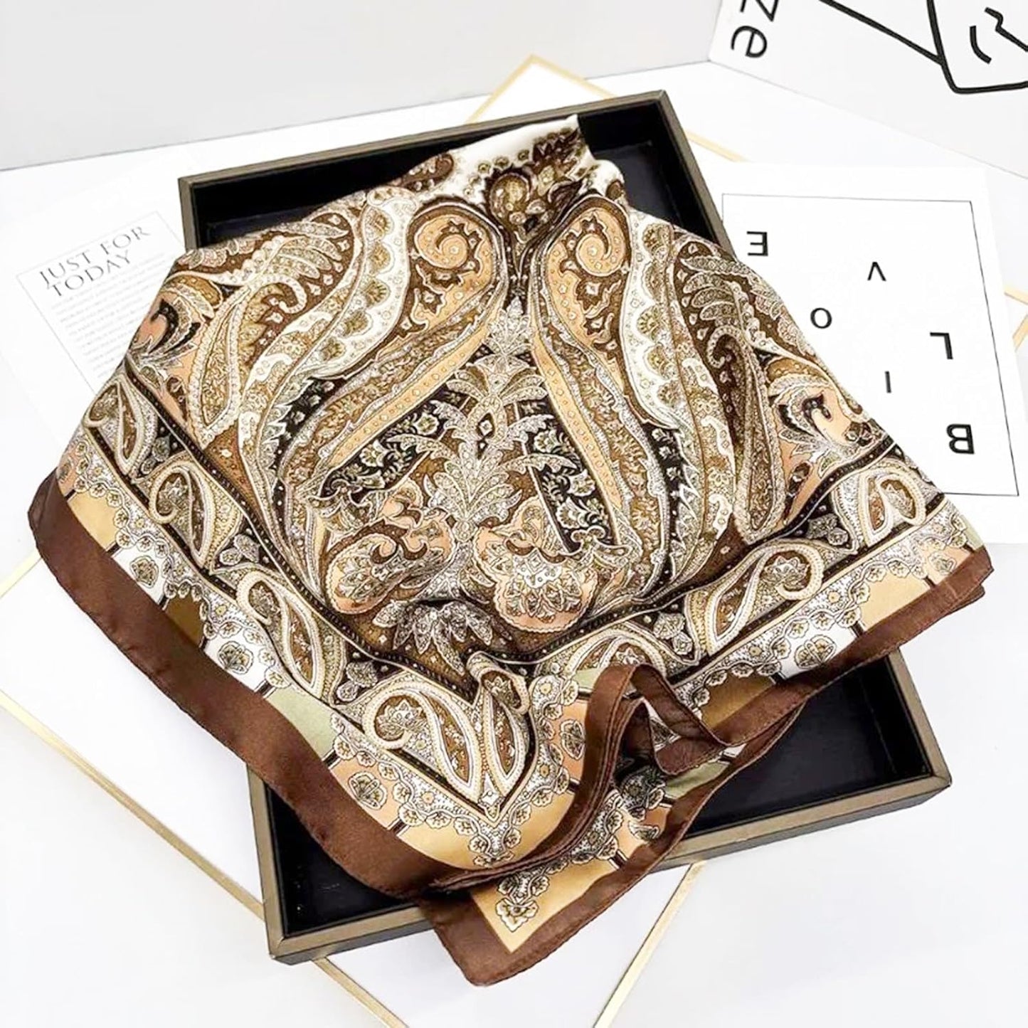 Sumolux Head Hair Scarf for Women Like Satin Silk Scarf Bandana Hair Wrapping Night Large Square Scarves 27.5"