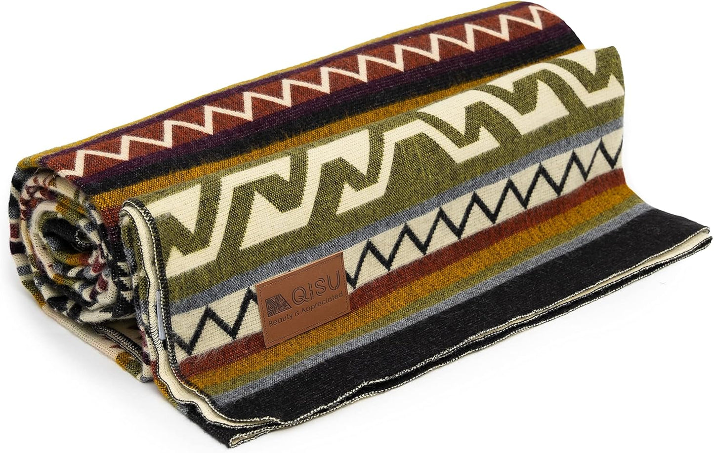 QISU Wool Blanket Throw | Large, Beautiful, Warm, Handmade in Ecuador by Local Artisans |94″ x 78″|Ultra-Soft, Hypoallergenic & Breathable | Non-Itchy or Scratchy Fabric(Blue Footed Bobby)