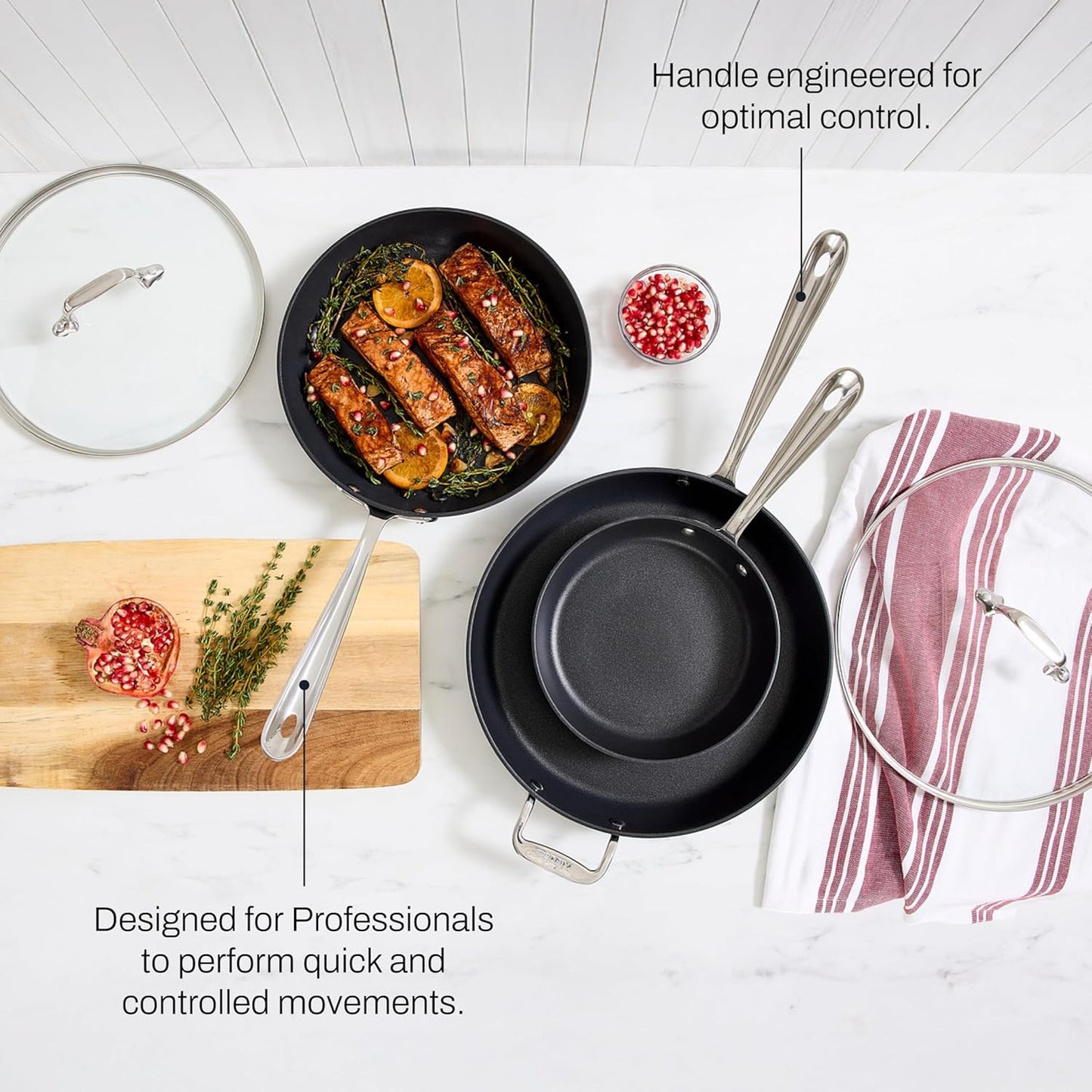 All-Clad HA1 Hard Anodized Nonstick Pots and Pans Set Non Stick Cookware Sets, Oven Broiler Safe 500F, Black