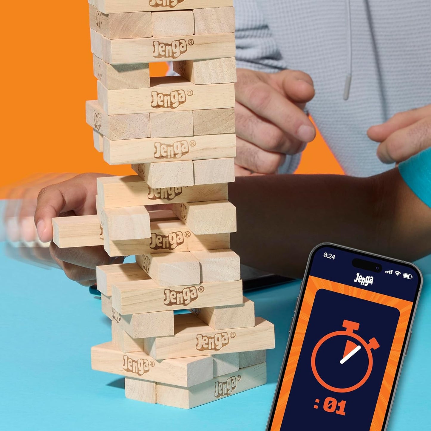 Official Hasbro Games Jenga Game | Digital Die for 6 More Ways to Play | Original Wood Block Game | Stacking Tower | Ages 6+ | 1+ Players | Party Games