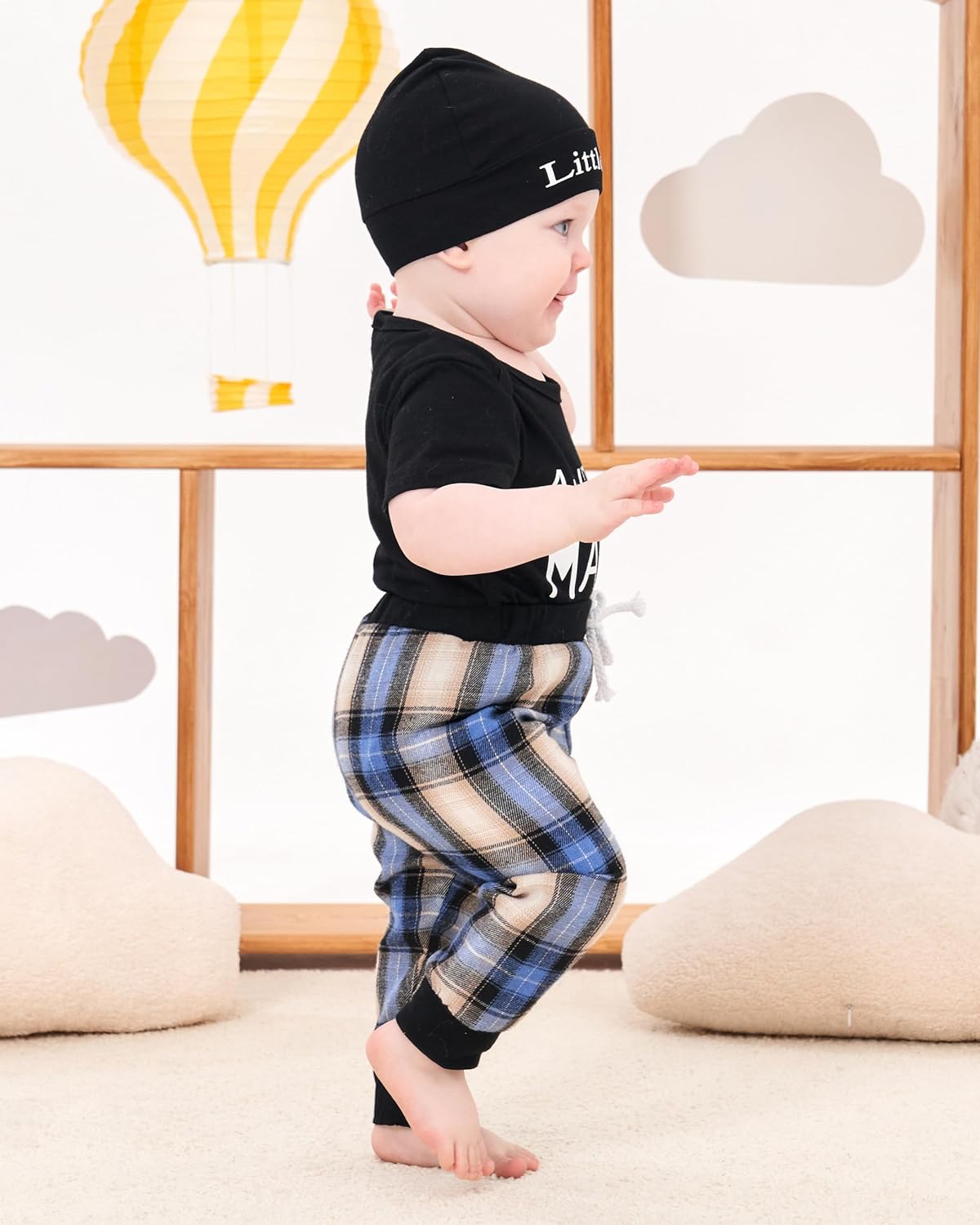 Renotemy Newborn Infant Baby Boy Clothes Outfits New to The Crew Outfits Long Pants Toddler Baby Boy Clothes Set
