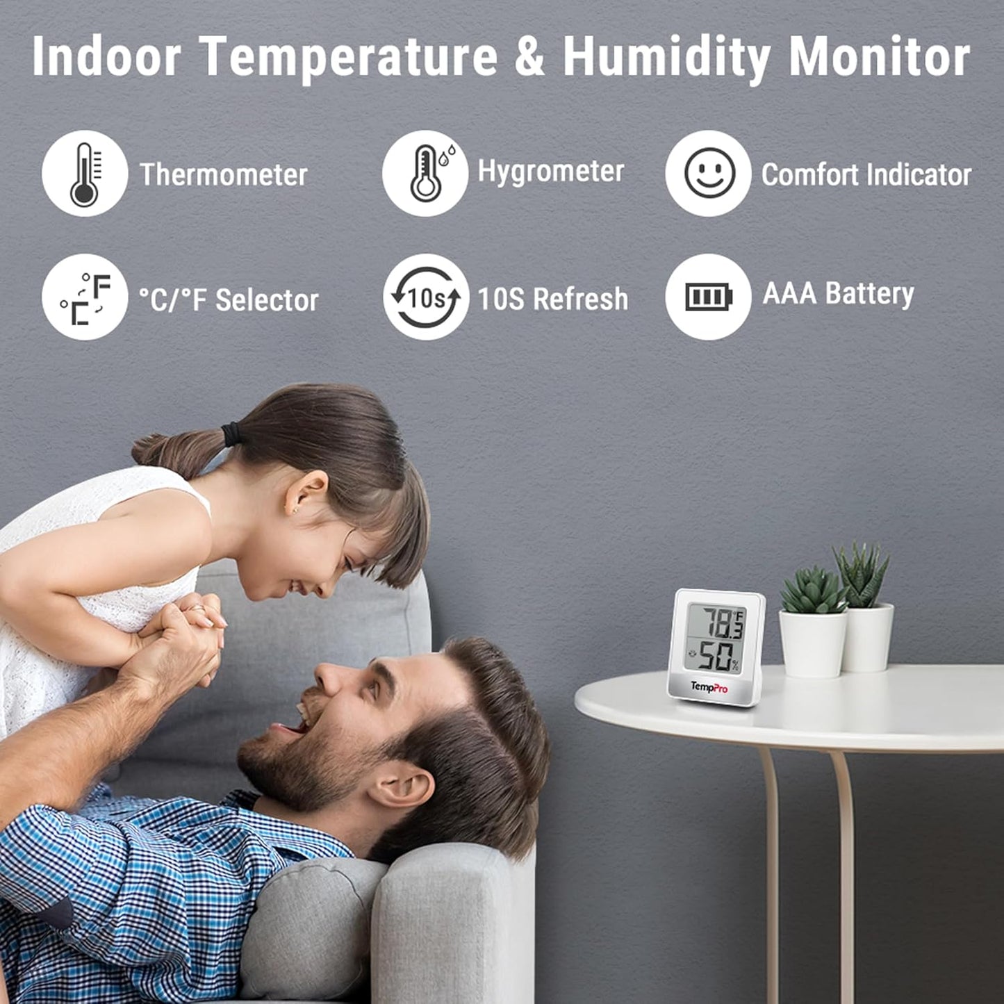TempPro TP49 2 Pieces Digital Hygrometer Indoor Thermometer Humidity Meter Mini Hygrometer Thermometer with Temperature and Humidity Monitor Room Thermometer (Previously ThermoPro)
