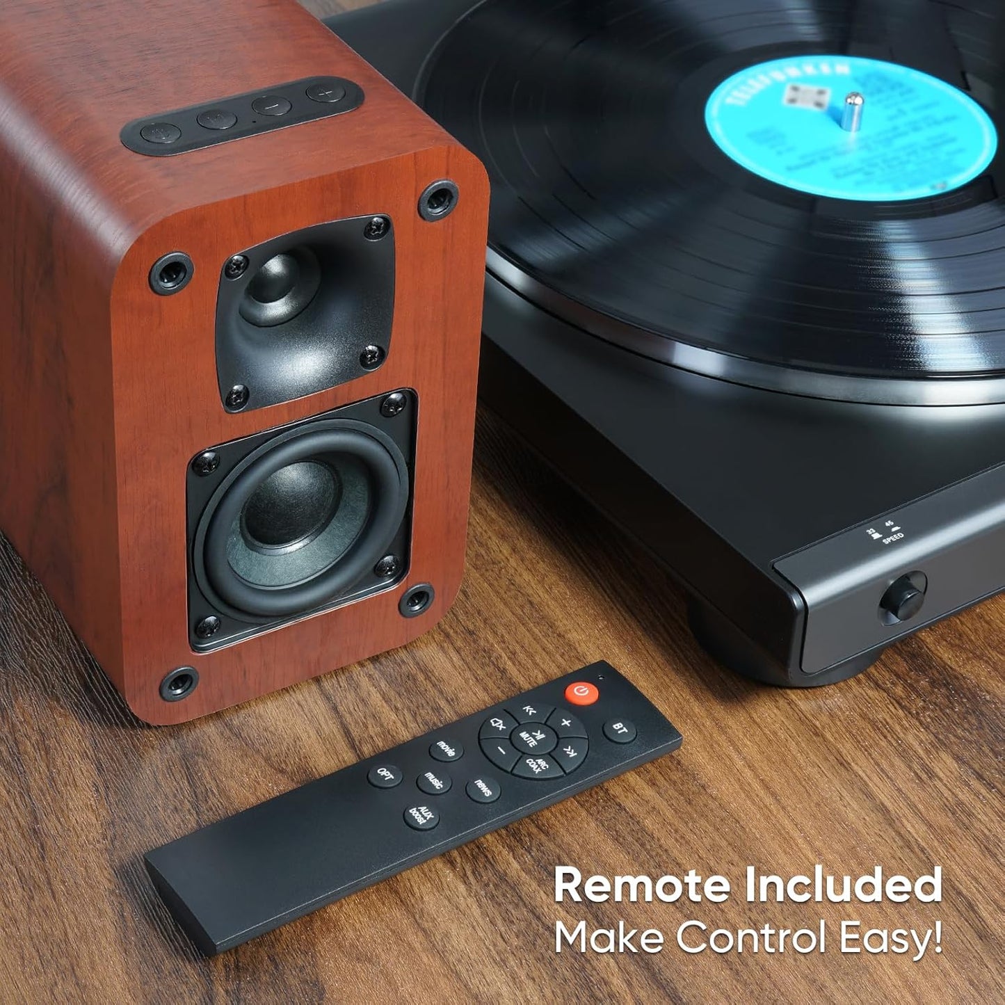 Powered Bluetooth Bookshelf Speakers, 40W Record Player Speakers with 2.75 Inch Woofer, Stereo Speakers with Optical/AUX/TV-ARC Connection for Turntable, No Receiver or Amplifier Required.
