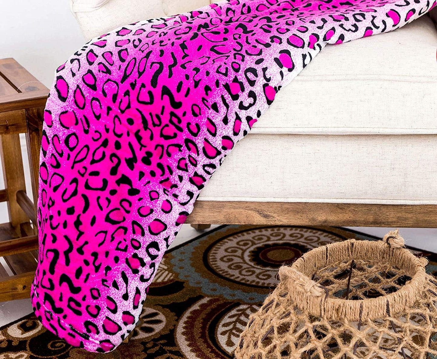 Home Must Haves Safari Animal Print All Season Extra Soft Warm Cozy Sofa Couch Throw Premium Bed Blanket (King, Pink Leopard)