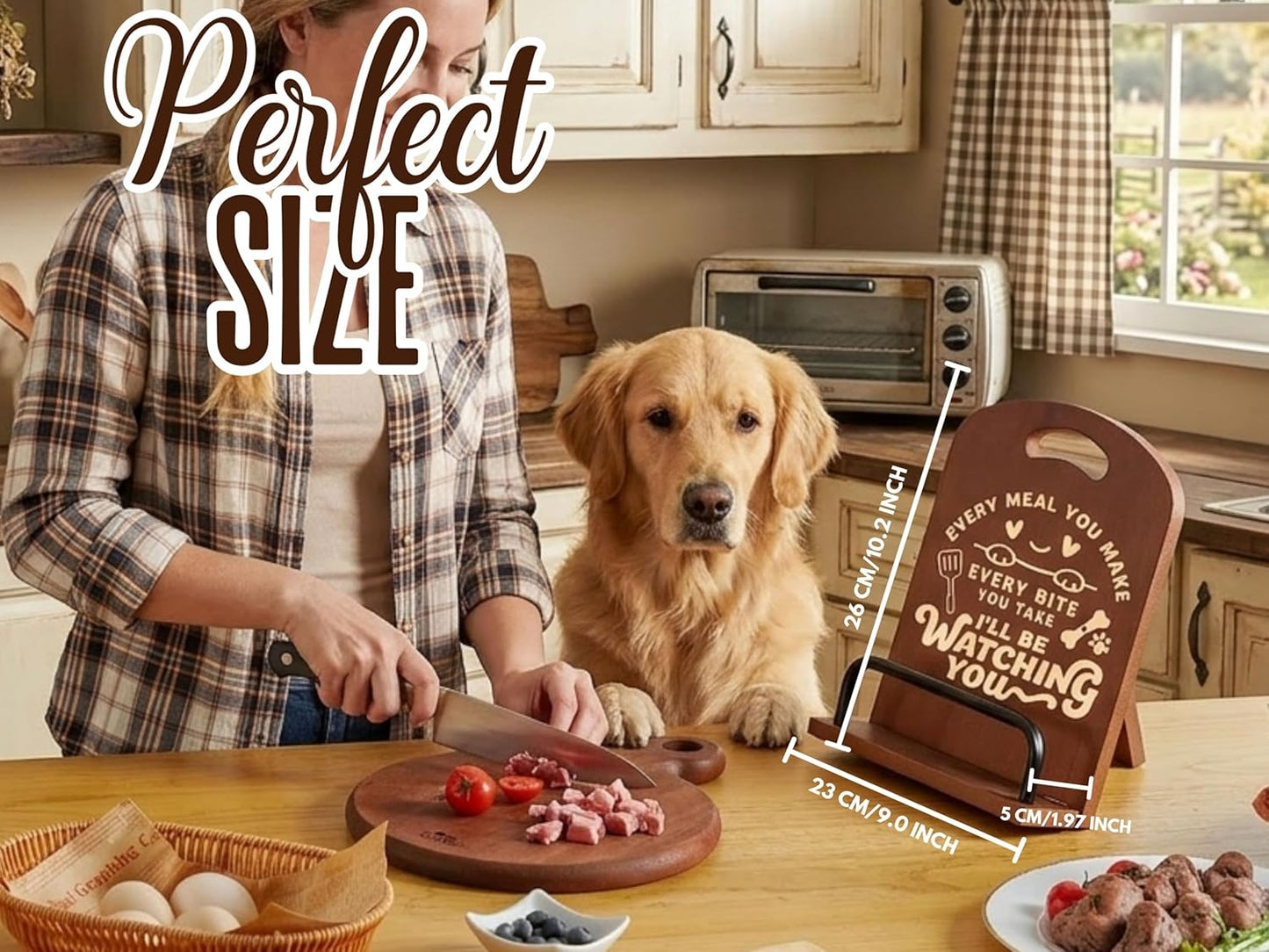 InnoBeta Dog Lover Gifts for Women, Cookbook Stand for Kitchen Counter, Perfect Gifts for Dog Lovers on Birthday, Adjustable Tablet Recipe Book Holder, Unique Kitchen & Pet Decor