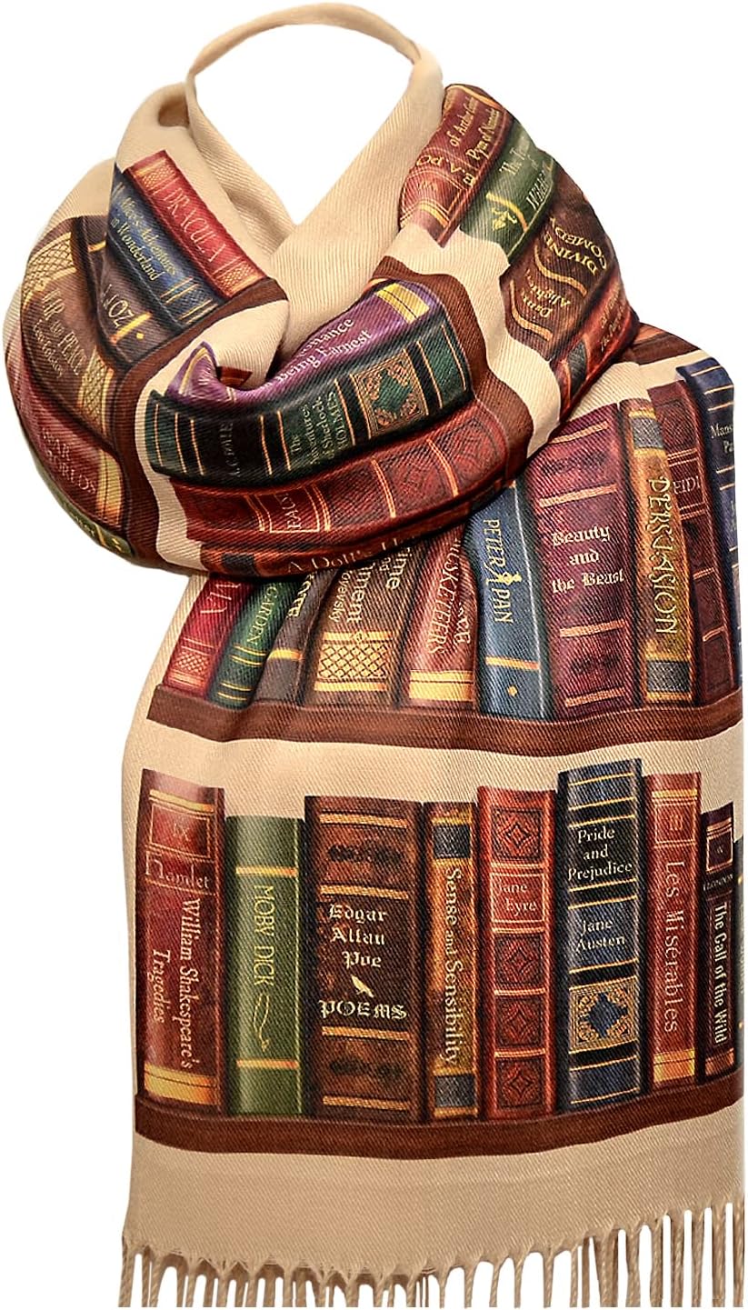 Universal Zone Bookshelf Scarf. Literary Shawl with the famous books' titles, Bookish Gift, Literary Gift, Book Lover Scarf, Librarian gift.
