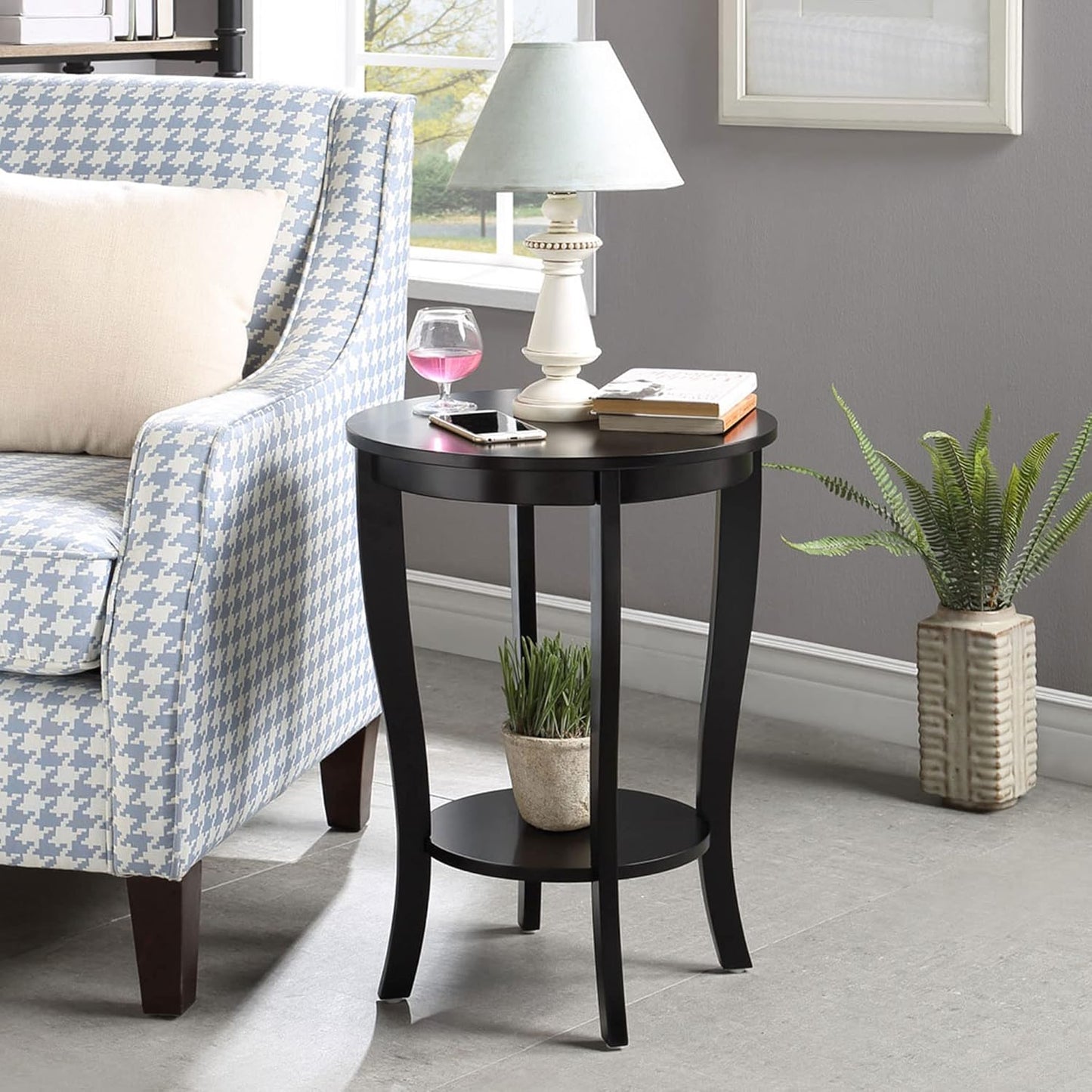Convenience Concepts American Heritage Round End Table, Black