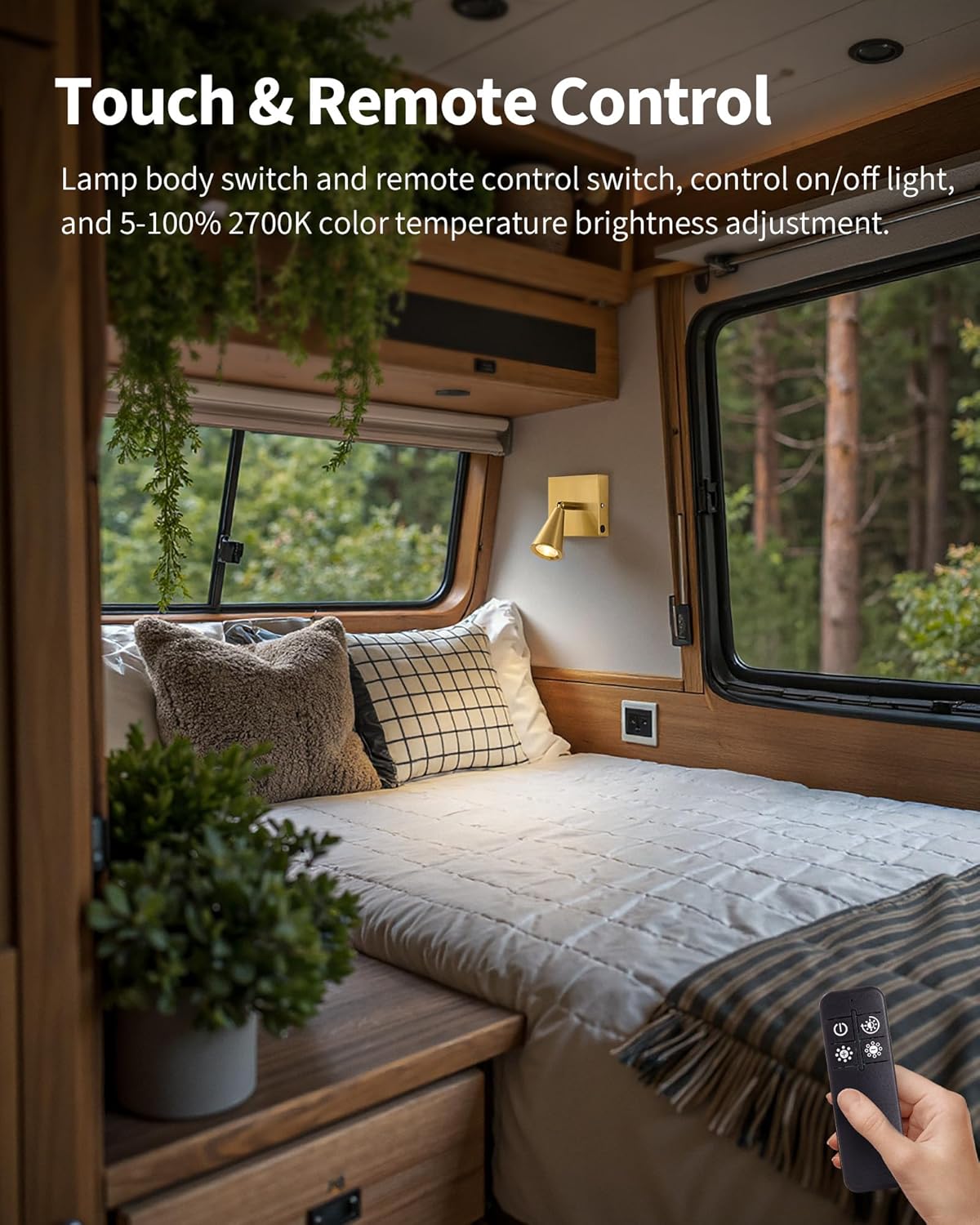 Battery Operated Wall Sconce Set of Two, Wall Lamp with Remote, 7000mAh Dimmable Magnetic 350° Swivel Cordless Rechargeable Wall Lights for RV Bedside Hallway Gallery Wall Decort - Gold