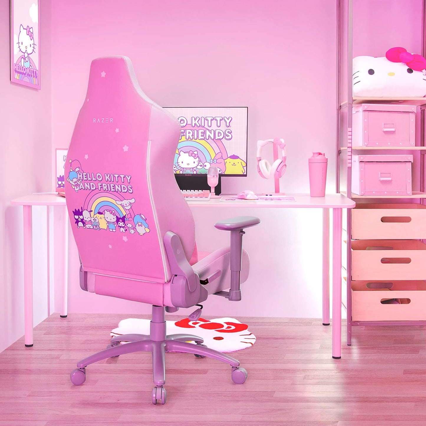 Razer Lumbar Cushion Hello Kitty & Friends Edition: Lumbar Support for Gaming Chairs - Fully-Sculpted Lumbar Curve - Memory Foam Padding - Wrapped in Plush Velvet