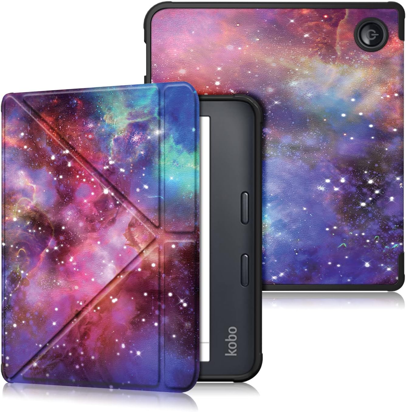 Soft TPU Case Compatible with Kobo Libra Colour & Kobo Libra 2 7" Slim Lightweight Shell with Stand Function Auto Wake/Sleep Smart Cover,Galaxy