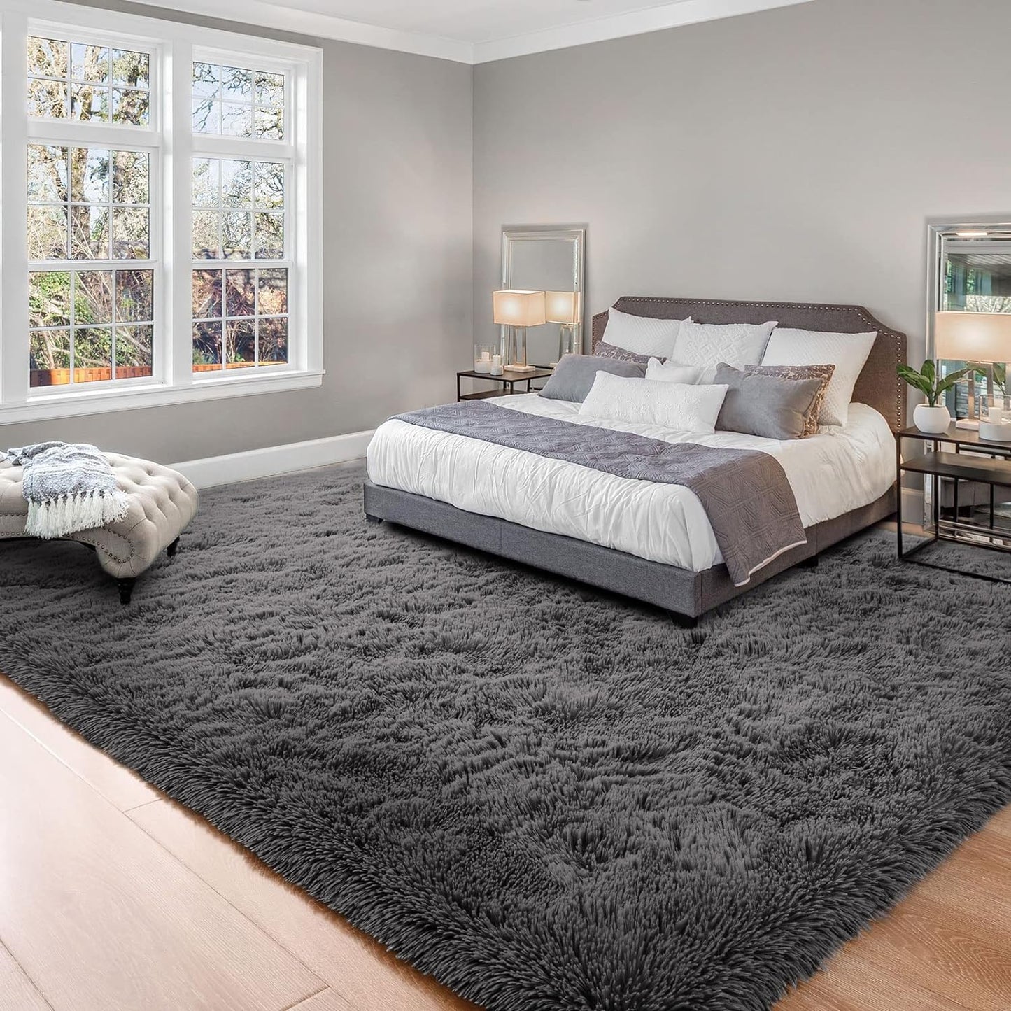 Kelarea Area Rug for Living Room, 5x8 Non-Slip Dark Grey Rug Fluffy Soft Shag Rugs, Fuzzy Shaggy Plush Carpet for Bedroom, Nursery Rooms, Home Dorm