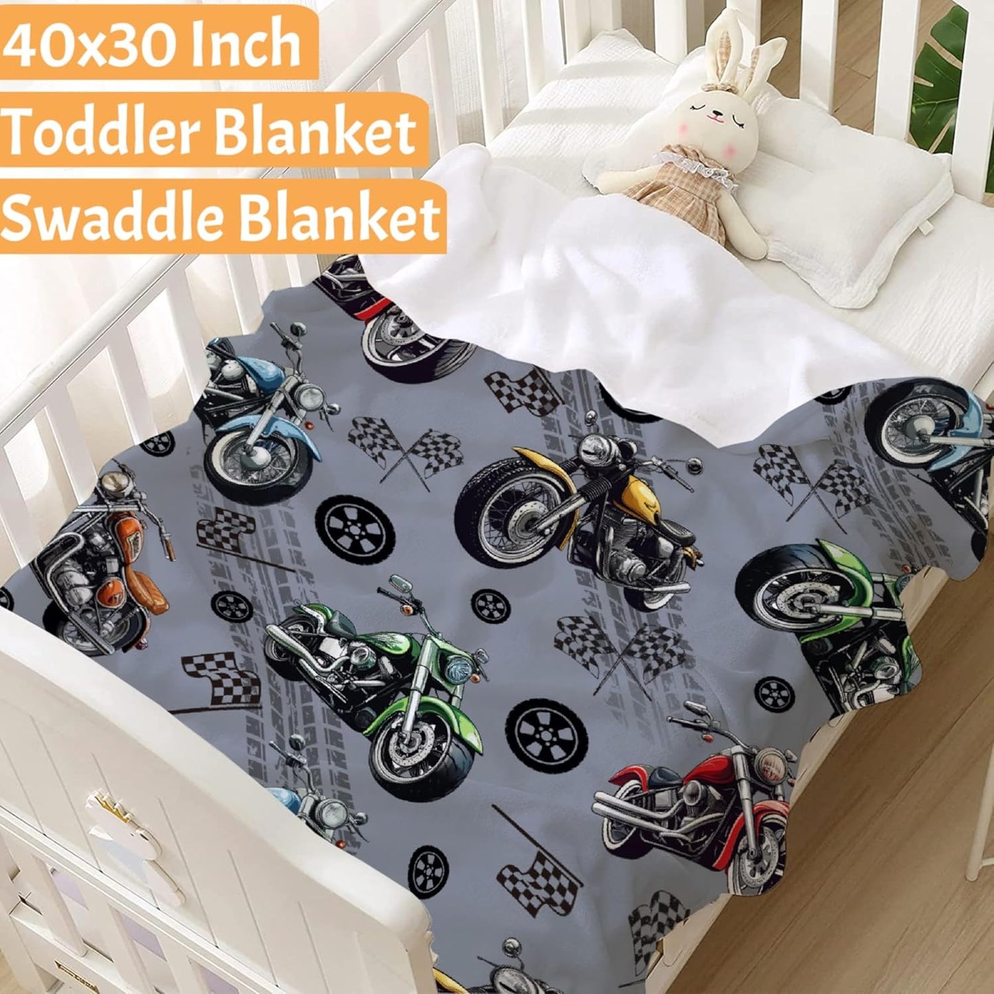 Motorcycle Blanket，Dirt Bike Blanket，Soft Cozy Lightweight Throws Gifts for Truck Lovers & Boys 40x50 Inch for Kid
