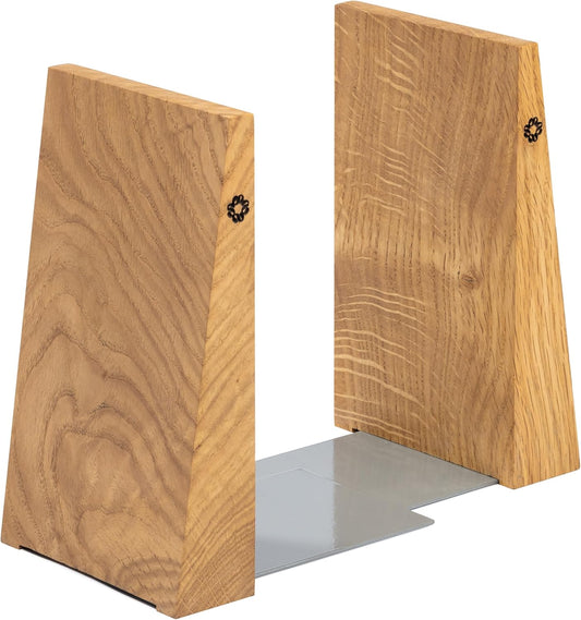 TILISMA Book Ends for Shelves - Handmade Wooden Bookends with Metal Base, Walnut Tree - Sturdy Book Holders for Bookshelves - Fancy Modern Decorative Bookends, Heavy Duty – Home Décor Accessories