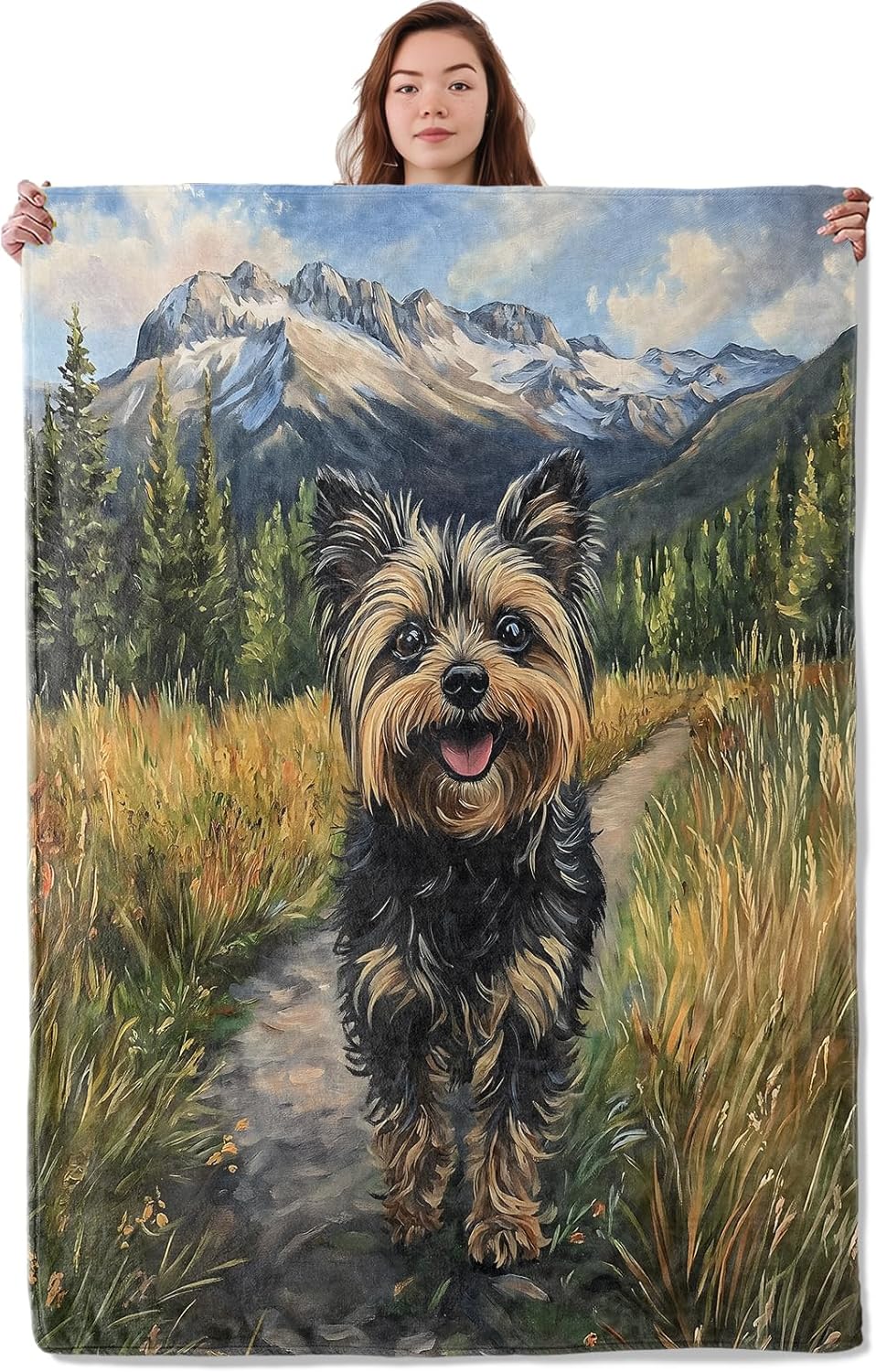 Adorable Yorkshire Terrier Dog Blanket, Soft Warm Cozy Funny Puppy Throw Blanket for Adults Kids Women, Lightweight Comfy Fuzzy Flannel Blankets for Couch, Travel, Car, Home Decor 60×50 Inch