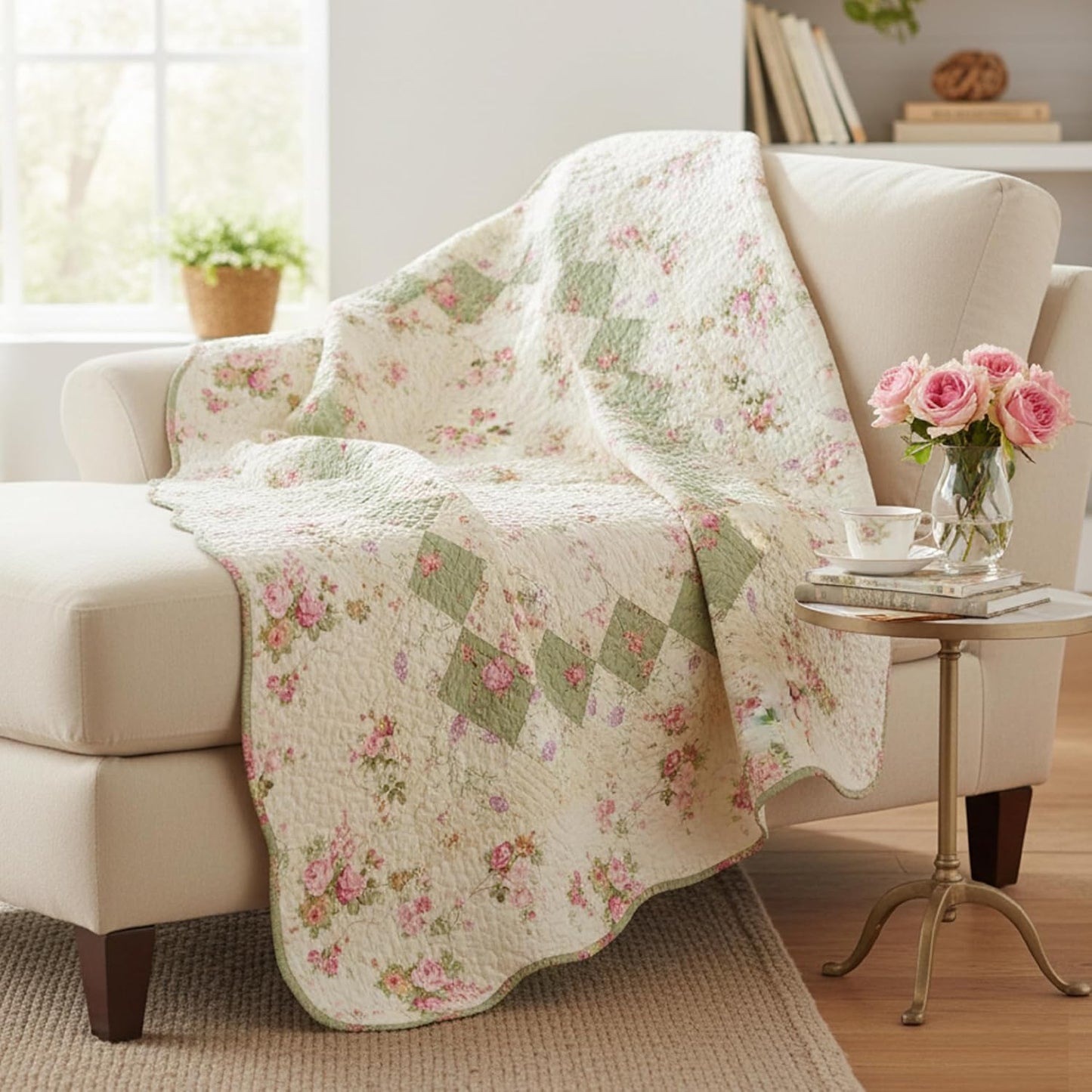 Greenland Home Bliss 100% Cotton Authentic Patchwork Throw Quilt, 1-Piece, 50 x 60 inches