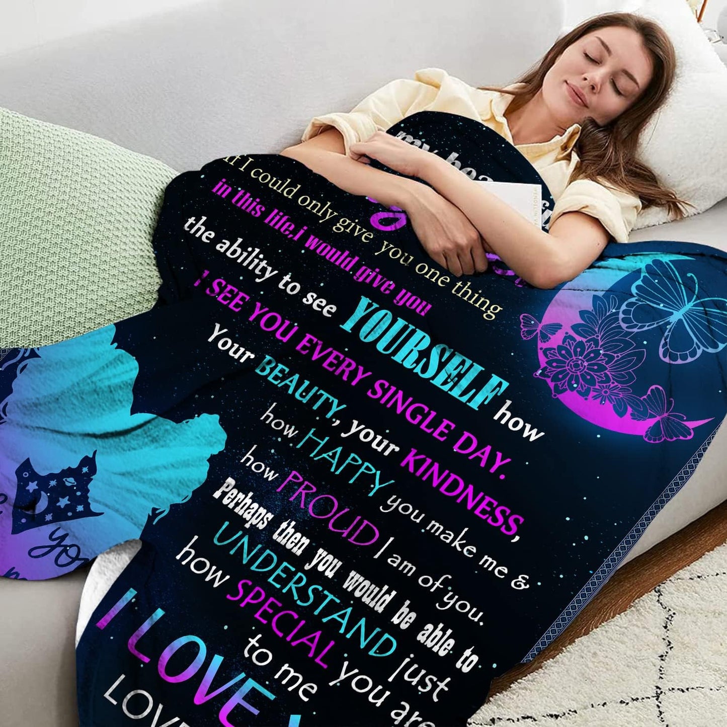 Daughter Gift from Mom, to My Daughter Blanket from Mom for Daughter, Halloween Christmas Birthday Gifts for Daughter (50" x 40")