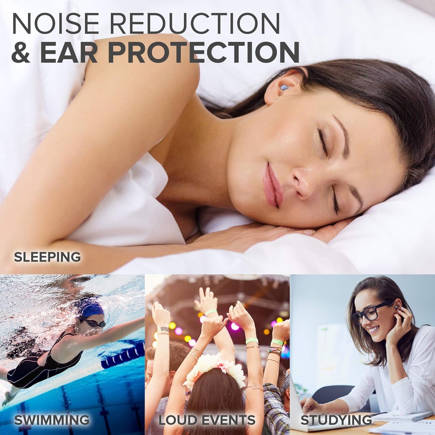 Ear Plugs for Sleeping by LaloLab | 2 Sizes Comfortable Reusable Noise Cancelling Earplugs for Sleep, Snoring, Travel & Work | Up to 28 dB NRR | Case & Gift Box | 2 Pairs, Medium & Small