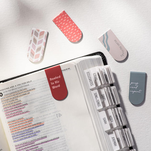 DiverseBee Magnetic Bible Bookmarks - 5 Pack Magnetic Book Marks for Reading Women, Men and Kids, Page Markers, Bible Study Supplies and Christian Gifts, Bible Accessories (Pray)