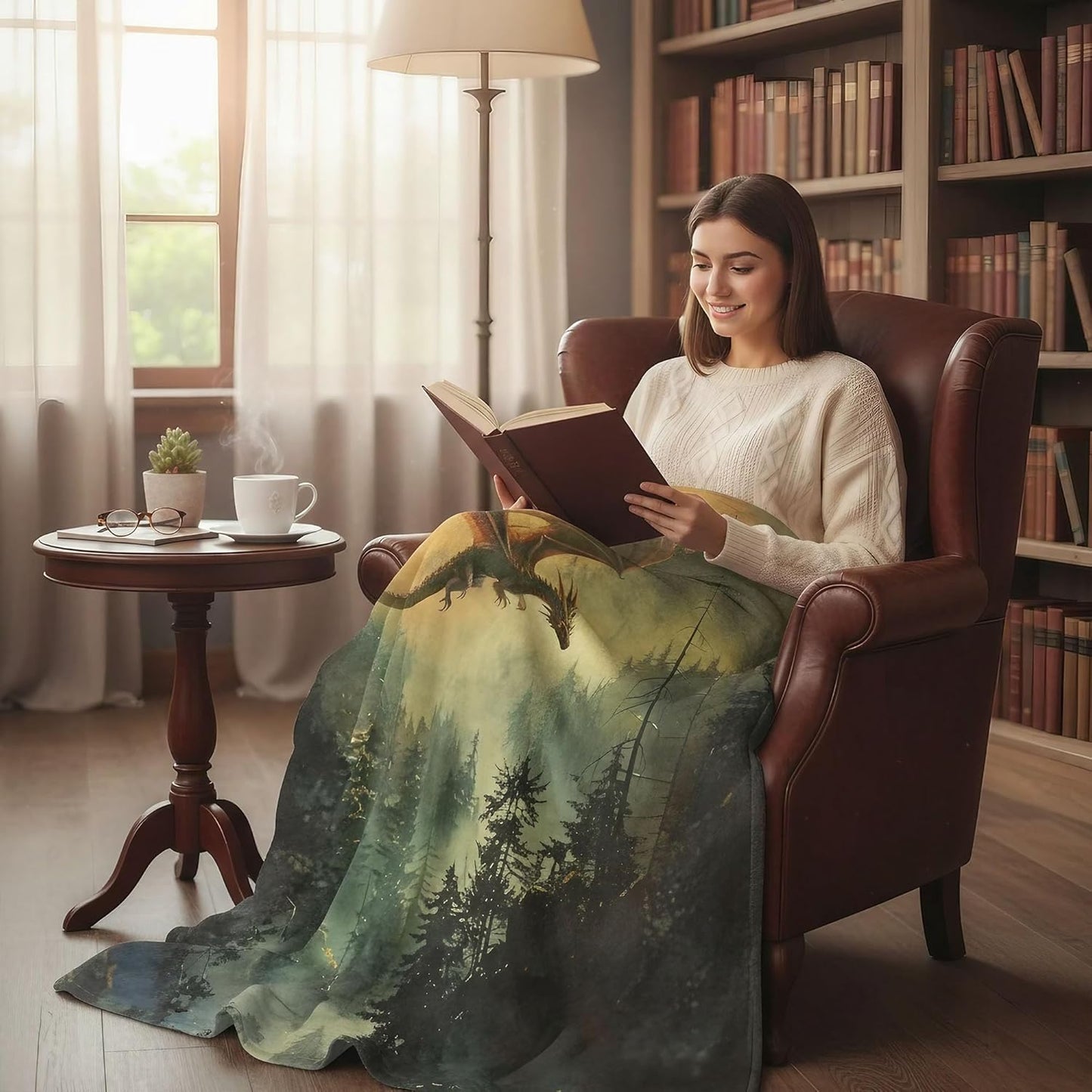Dragon Throw Blanket, Fantasy Vintage Super Soft Warm Flannel Fleece Nap Blankets for Couch Dorm Chair Sofa Room, 50×60 inch