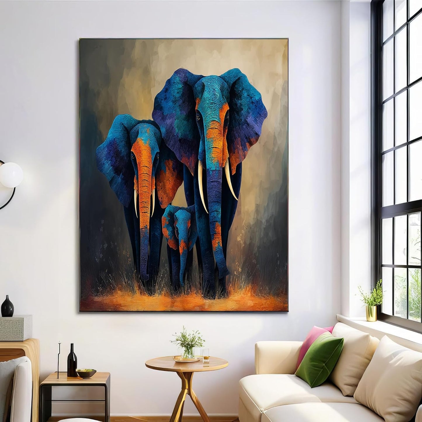 GDJSMIN Abstract Animal Texture Wall Art, Ferocious Elephant Pattern Poster for Reading Room Living Room Decor 12x 16 inch Unframed