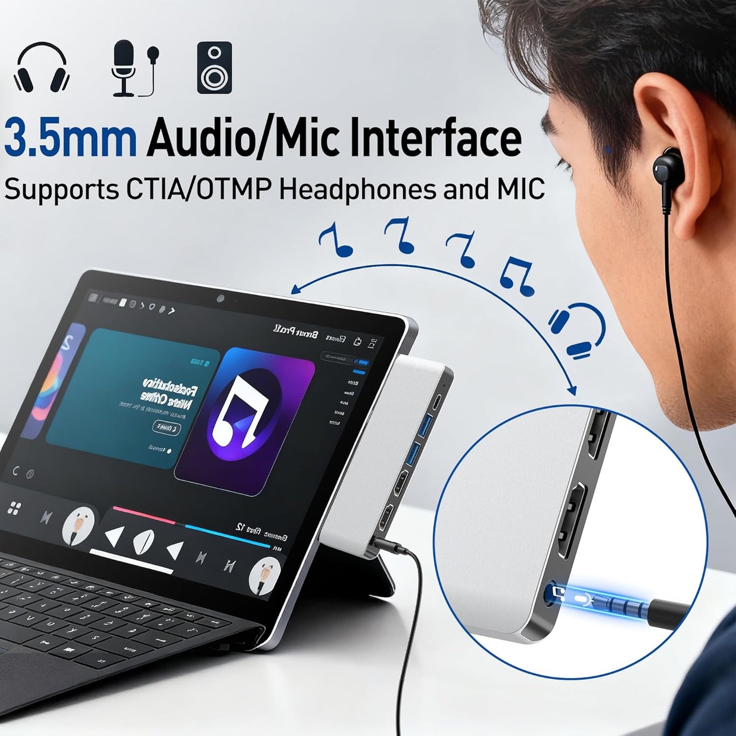 Surface Pro 12 Docking Station, Quad Display Surface Pro 12 USB Hub with Dual 4K HDMI, Thunerbolt 4 Hub (4K@60Hz Display+ 40Gbps Data+ 100W Charge), 2 USB3.0, SD/TF, Audio for Surface Pro 12 inch 2025