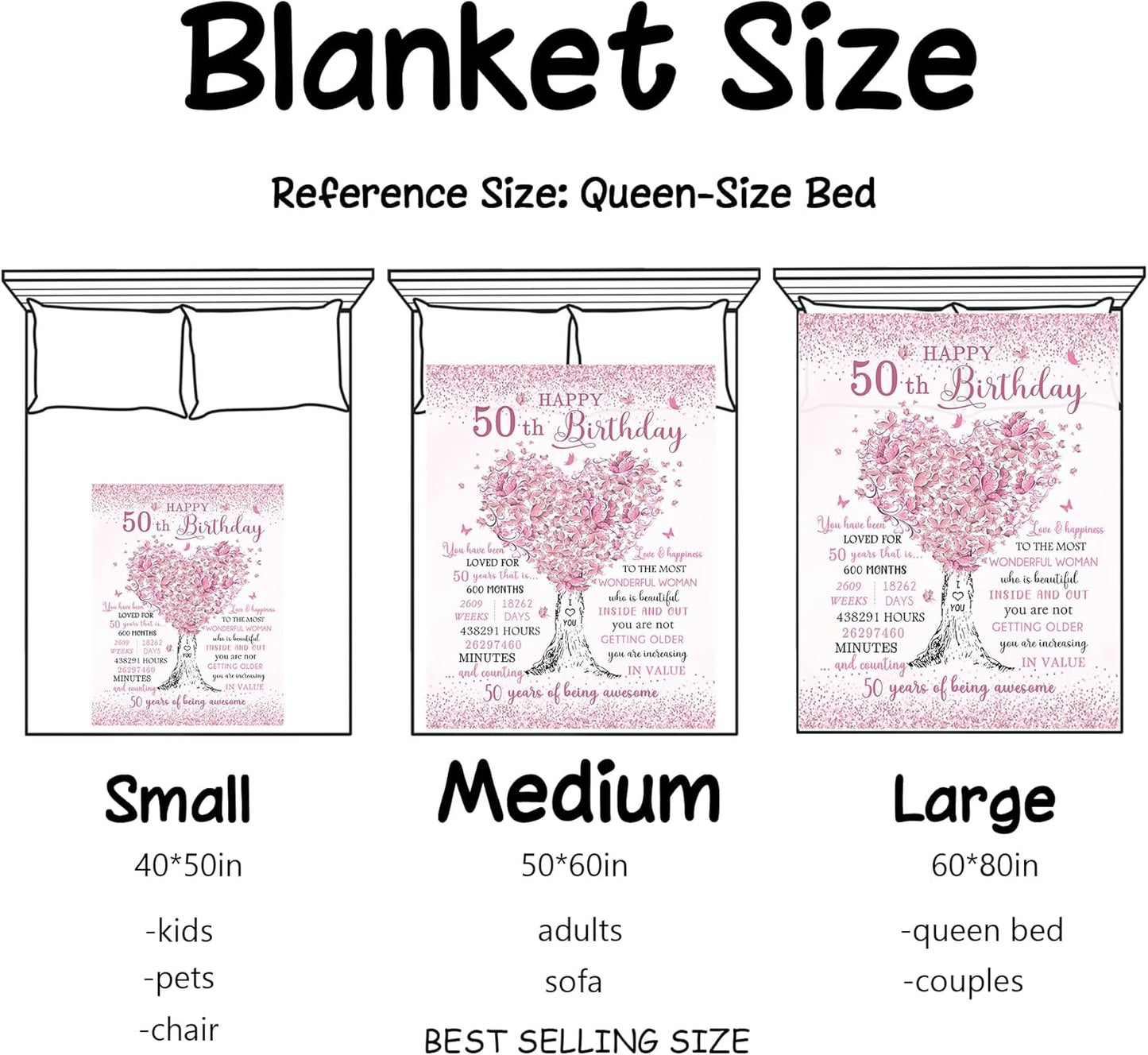 XALAZY 50th Birthday Gifts for Women Blanket 60"X50", 50th Birthday Gifts, 50th Birthday Gift Ideas, 1975 Birthday Gifts, 50 Year Old Gifts for Women, 50th Birthday Gifts for Her,50th Birthday Blanket