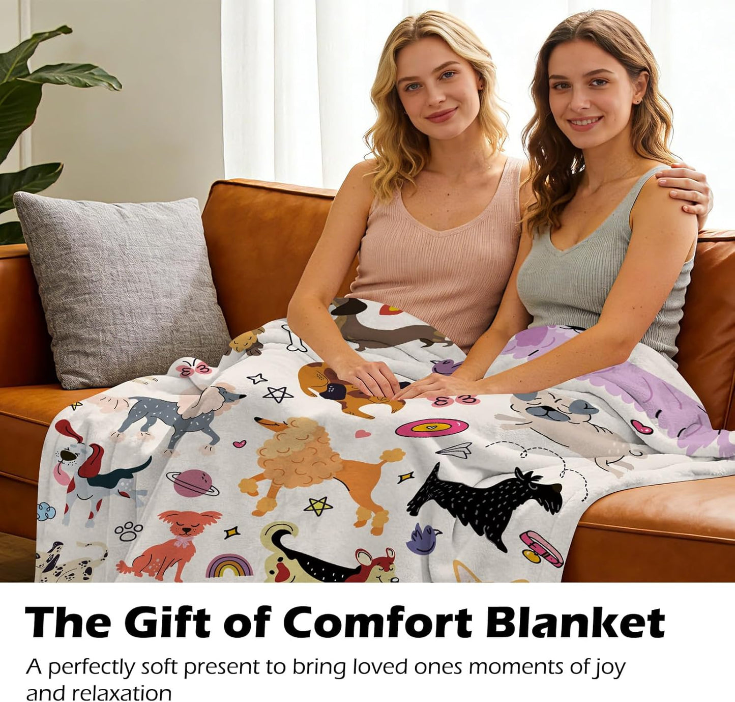 Dog Lover Gifts Blanket 50x60 Inch, Cozy Throw Blanket with Dog Patterns - Soft Fleece Blankets for Couch, Bed, Dogs Themed Home Decor, Gift for Dogs Mom/Dad, Birthday