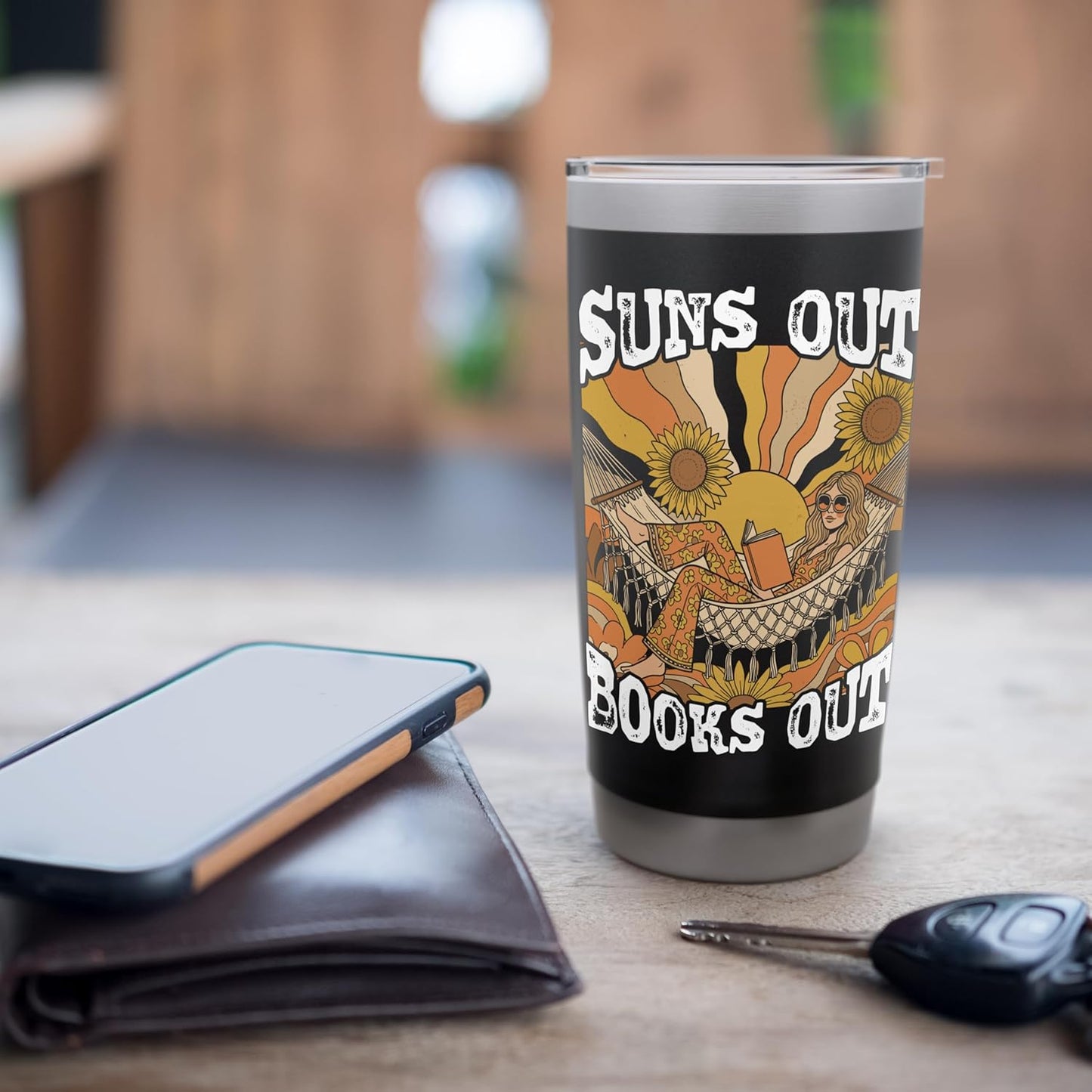 Suns Out Books Out Summer Reading Retro Book Lover Vibes Stainless Steel Insulated Tumbler