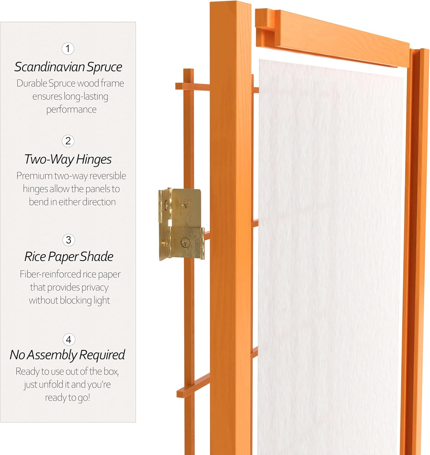 3 ft. Short Window Pane Shoji Screen - Honey - 3 Panels