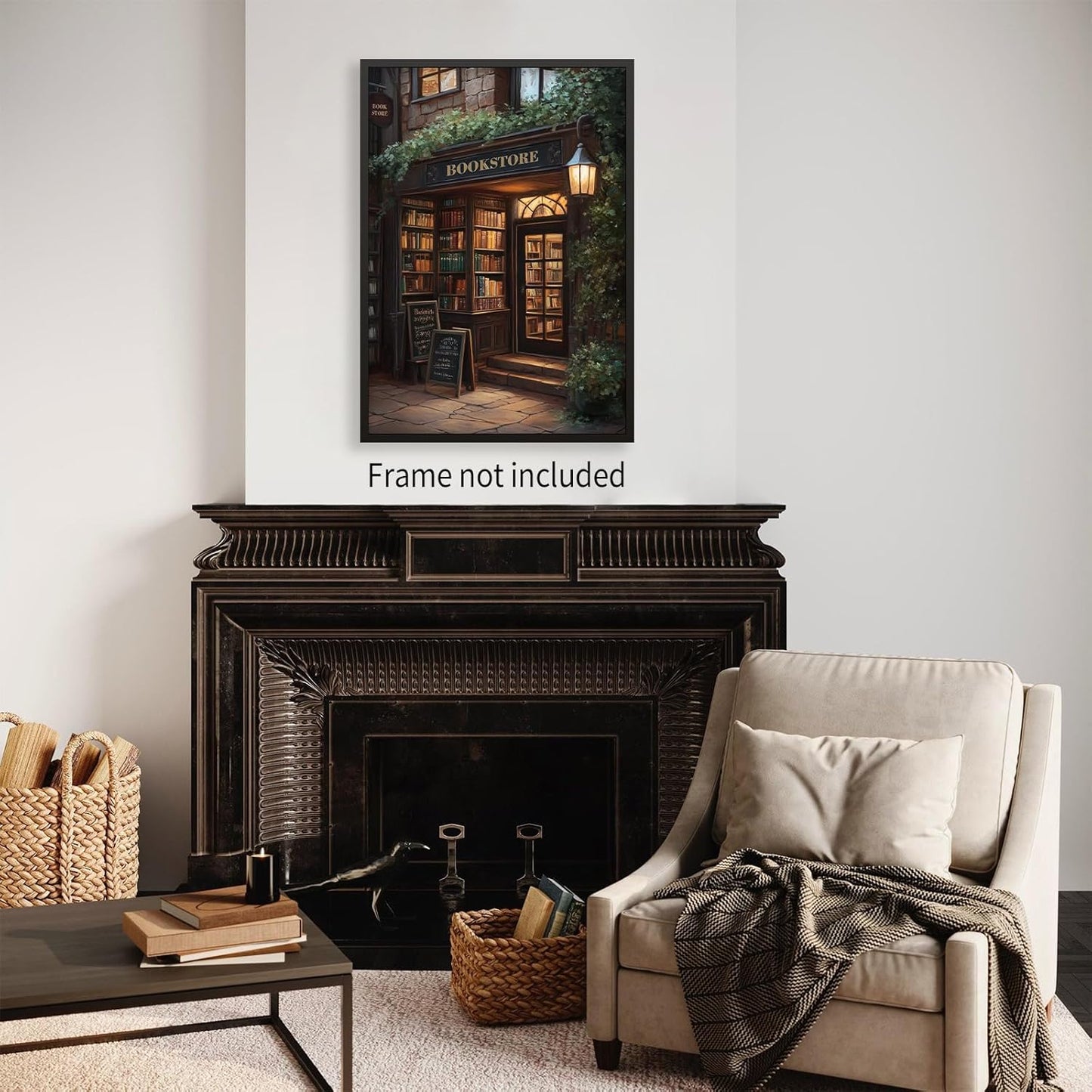 Jefuzh Dark Academia Bookish Posters Antique Library Bookshop Wall Art Moody Reading Canvas Painting for Living Room Library Wall Decor 12x16 inch Unframed