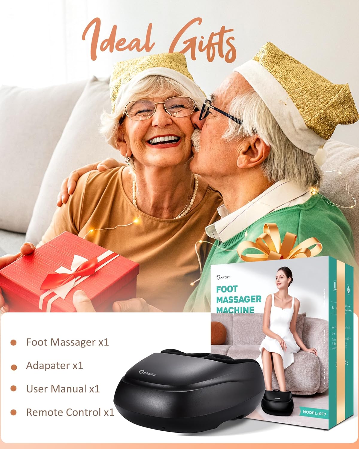 KNQZE Shiatsu Foot Massager with Heat and Compression, Deep Kneading Foot Massage for Plantar Fasciitis Relief, Remote Control, Multi Massage Modes, Auto Shut-Off Timer, FSA Eligible, Mothers Day gift