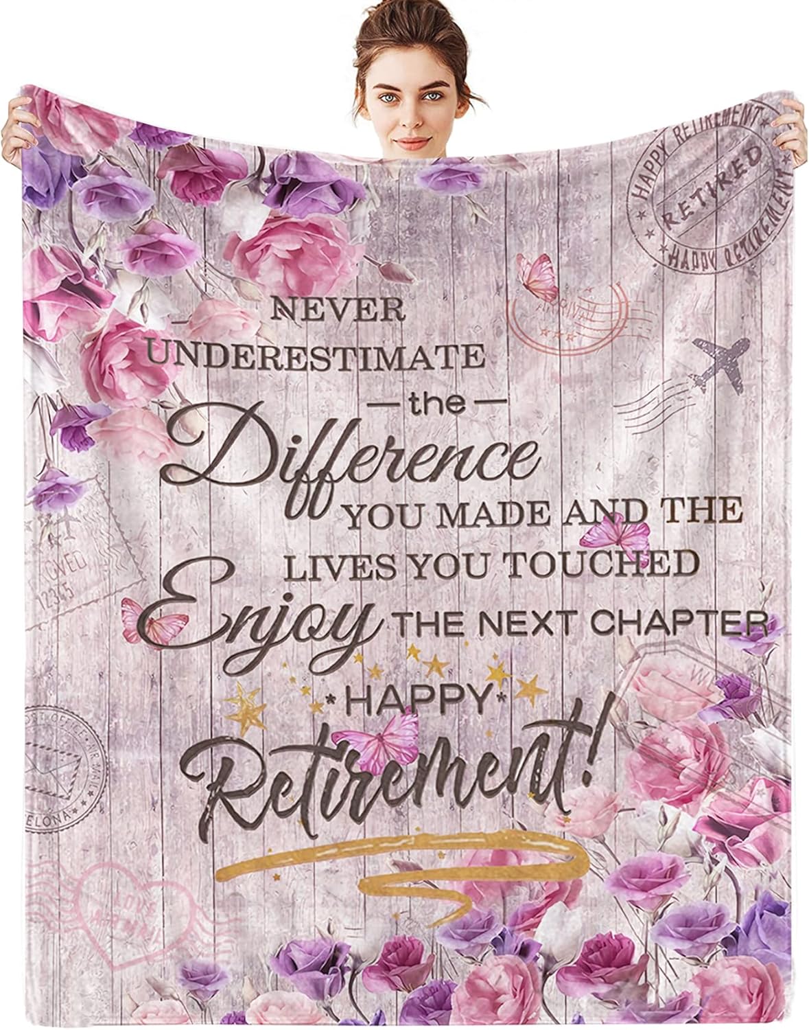 Retirement Gifts for Women 2025, Happy Retirement Blanket for Woman Nurses Teachers, Farewell Gifts for Coworkers Boss, Funny Retired Throw Blankets 60"×50"