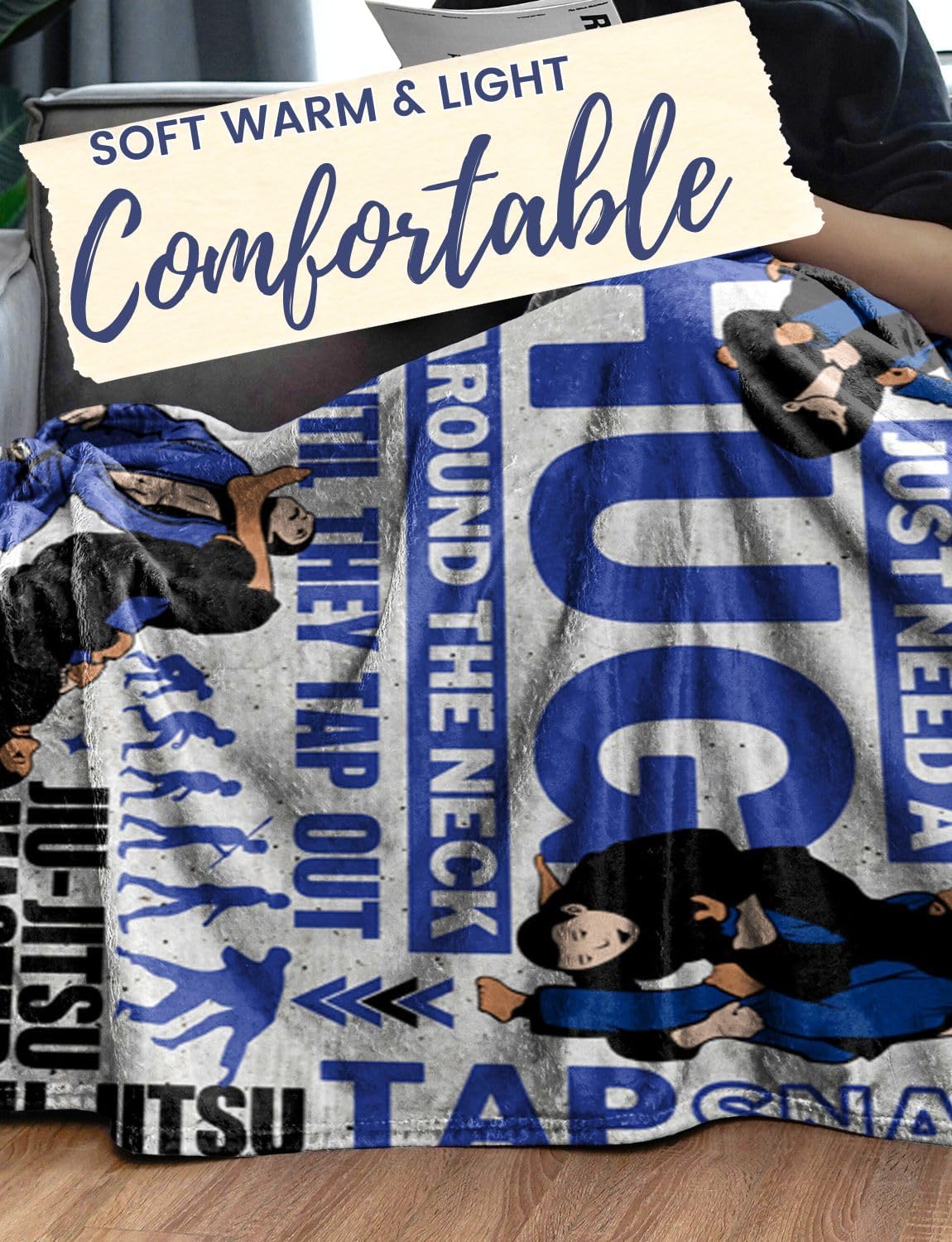 Jiu Jitsu Gifts, Jiujitsu Gifts for Men, Master, Instructor, BJJ Throw Blanket 50"x65", Soft Cozy Throw Blanket for Couch Bed Sofa
