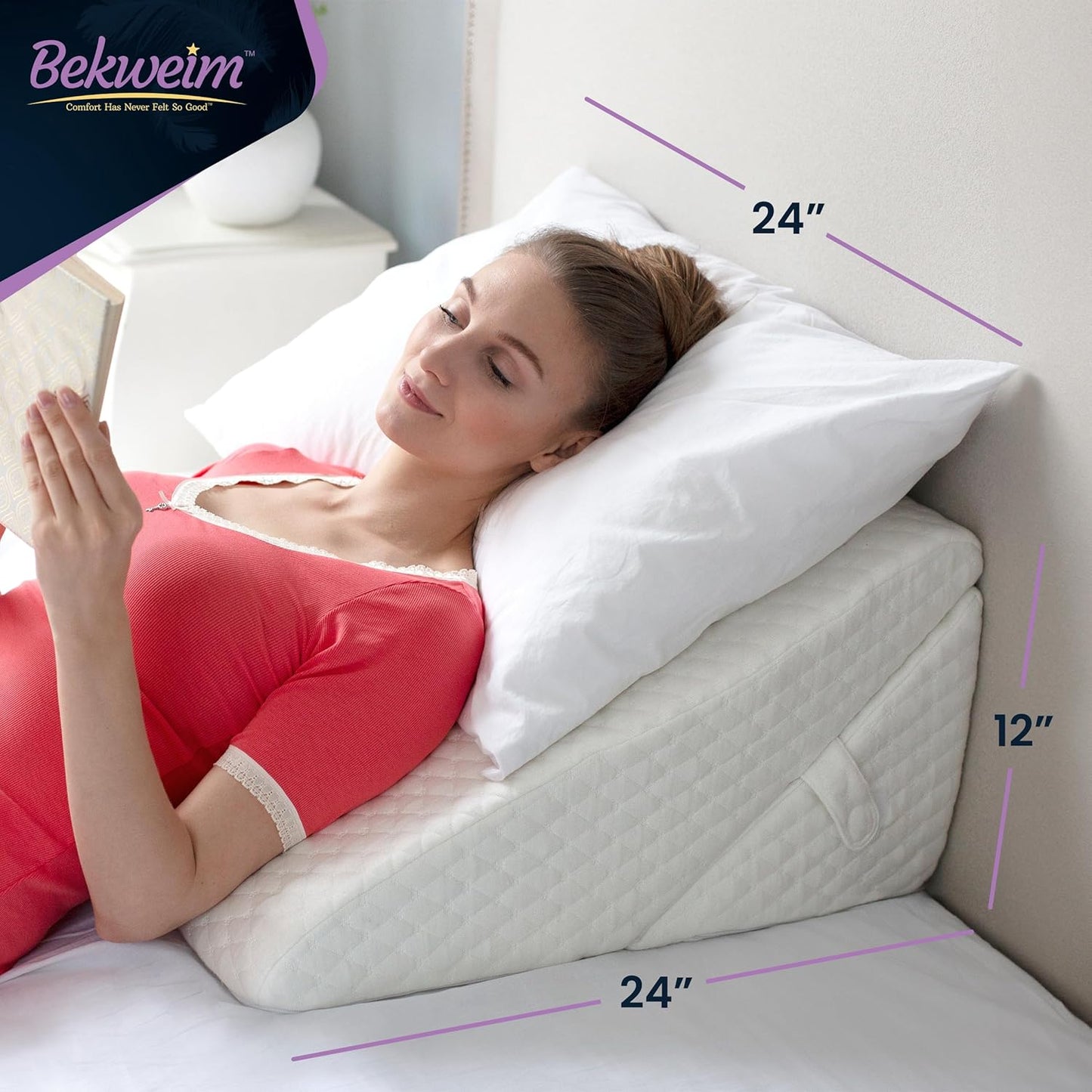 Wedge Pillow for Sleep Apnea, 12 Inch Adjustable Height Bed Wedge Pillow for Headboard, Gerd, Acid Reflux Relief, Snoring, and Post Surgery Recovery. Bed Pillow for Sitting Up in Bed