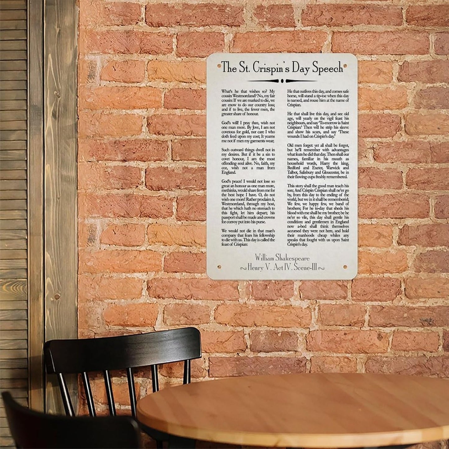 Metal Sign 12x8 Inch William Shakespeare St Crispins Day Speech Henry V Quote Vintage Literary Poster Wall Art For Office Study Classroom Library Decor Gift Motivational Reading