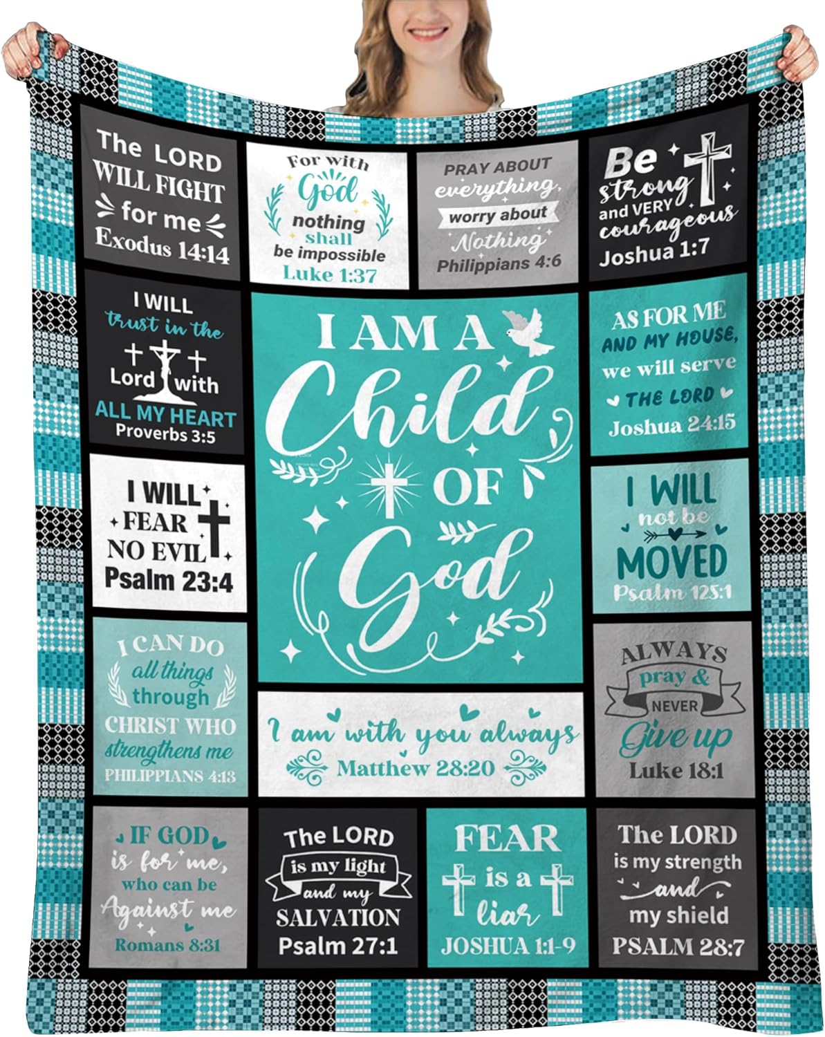Christmas Birthday Gifts for Christian Women - Christian Gifts for Women Religious - Inspirational Gifts - I Am a Child of God Blanket, 80"x60"