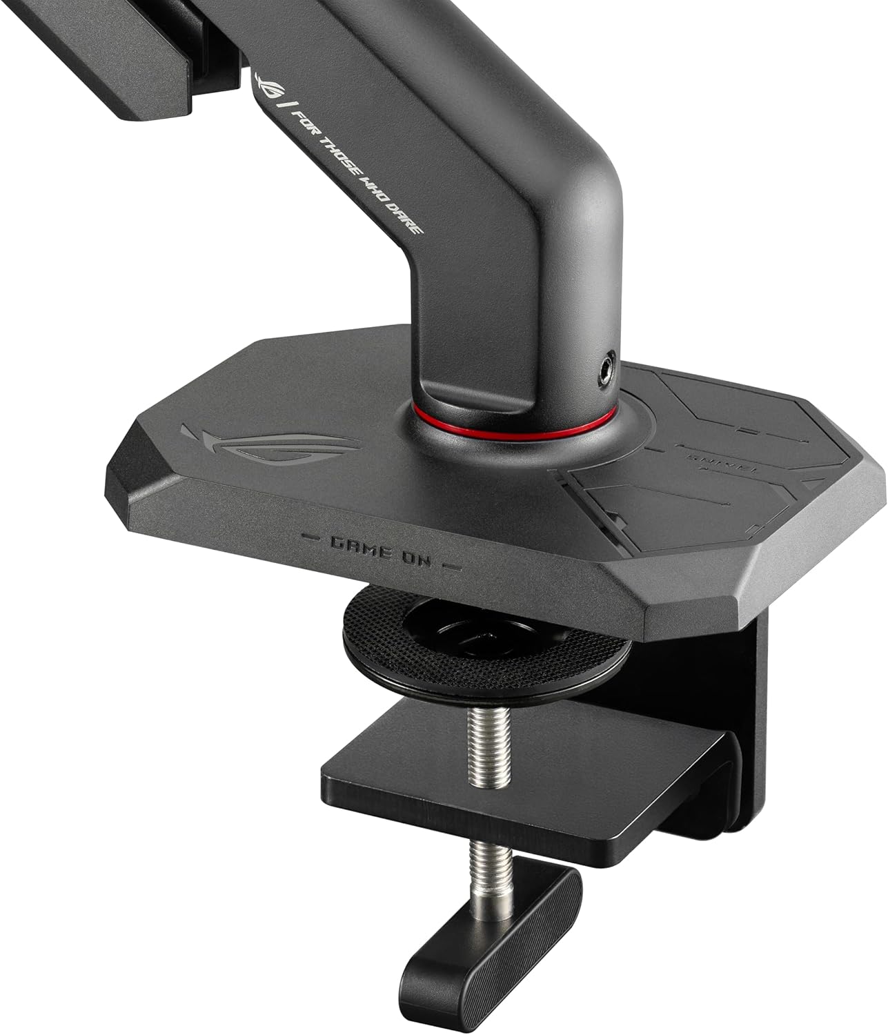 ROG Ergo Monitor Arm (AAS01R) – Mechanical Spring Monitor Mount with Desk Clamp and Grommet Mount, Holds Up to 49-inch* Within 13.5kg, Pivot/Swivel/Tilt/Rotation/Height Adjustable, VESA 100 x 100 mm