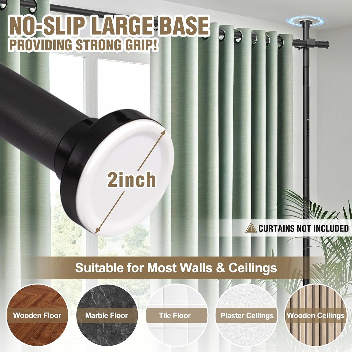 Room Divider Curtain Rod, No Drilling Tension Rod for Room Separation, Adjustable 4-10ft(H) 30-147"(W) Heavy Duty Floor to Ceiling Wall Divider Space Partition Privacy Separator for Dorm Office, Black