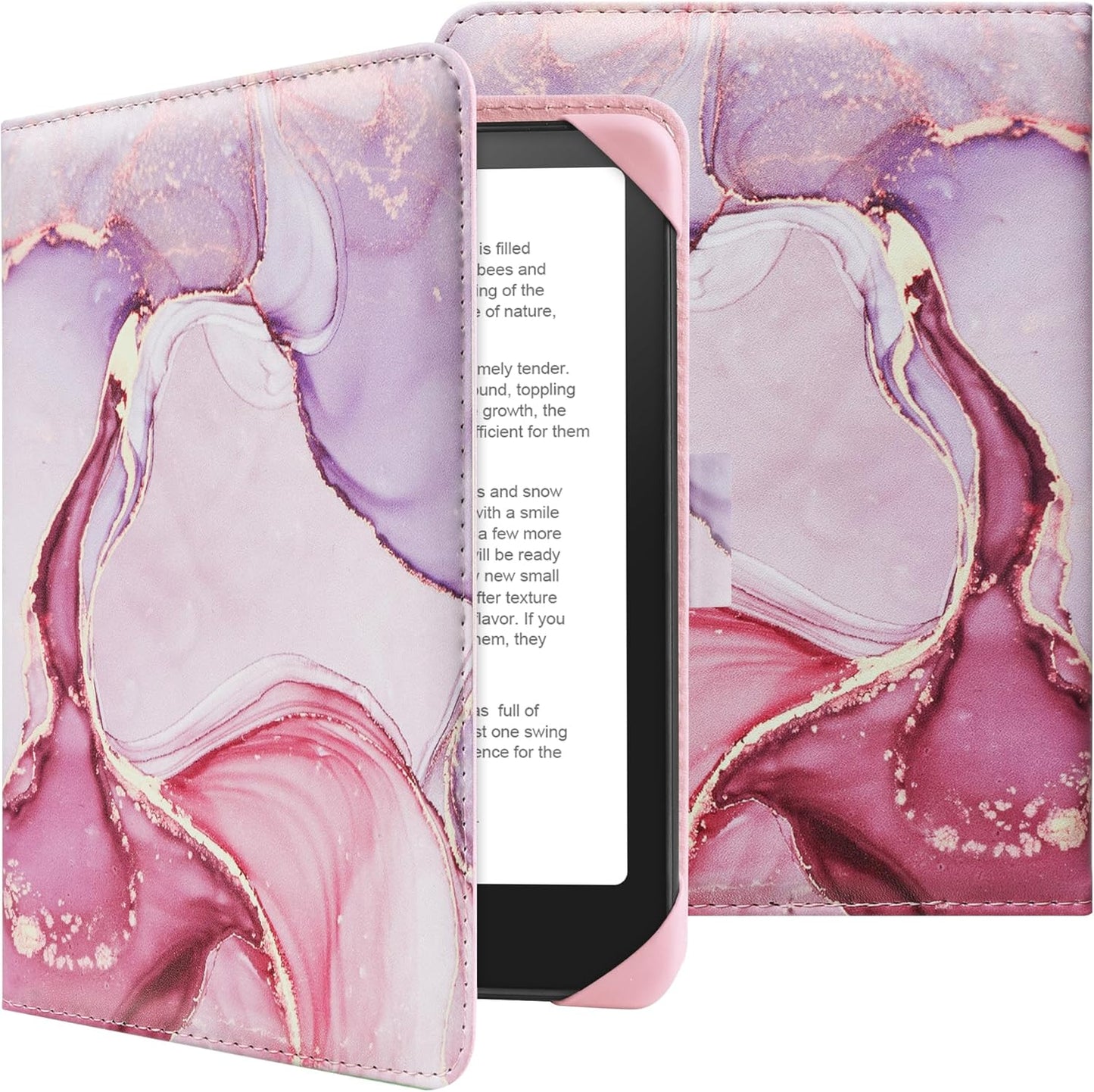 Universal Case for 6.8-7'' Kindle eReader Compatible with Paperwhite/Pocketbook and Tolino/Kobo Clara 2E/Kobo Clara HD,6.8" -7'' eReader Protective Cover with Built-in Card Slot,Dali Pink