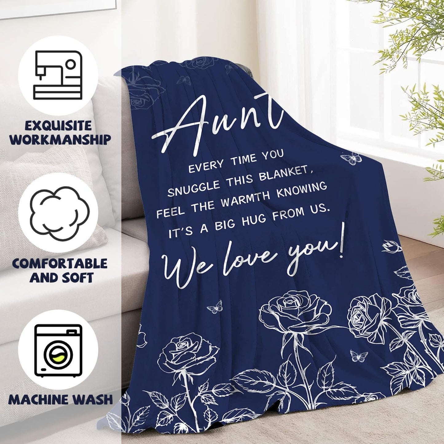 Gifts for Aunts for Mothers Day Christmas, Aunt Gift Blanket, Aunt Birthday Gifts Throw Blankets 60"x80"