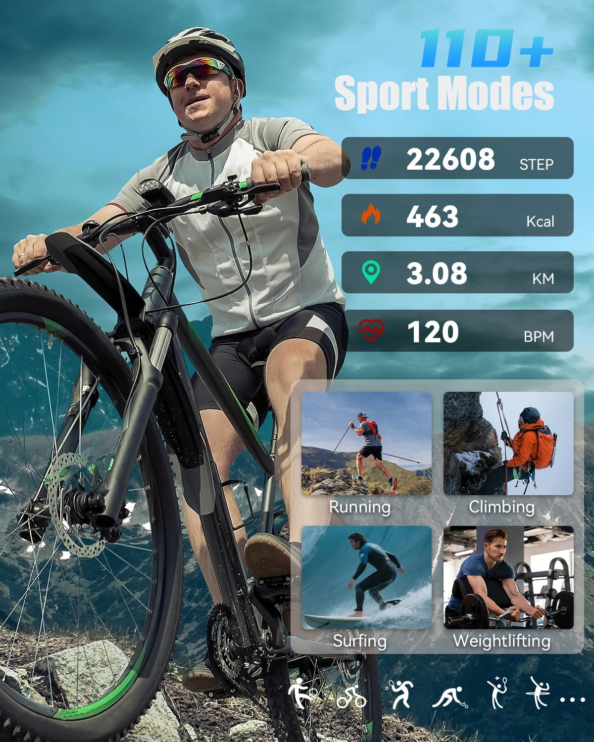 Military Smart Watches for Men,1000mAh/1.7" HD Large Screen Smartwatch, Led Flashlight, Answer/Make Calls,Waterproof,Heart Rate/Sleep Monitor/110+ Sport Modes Fitness Watch for Android/iPhone