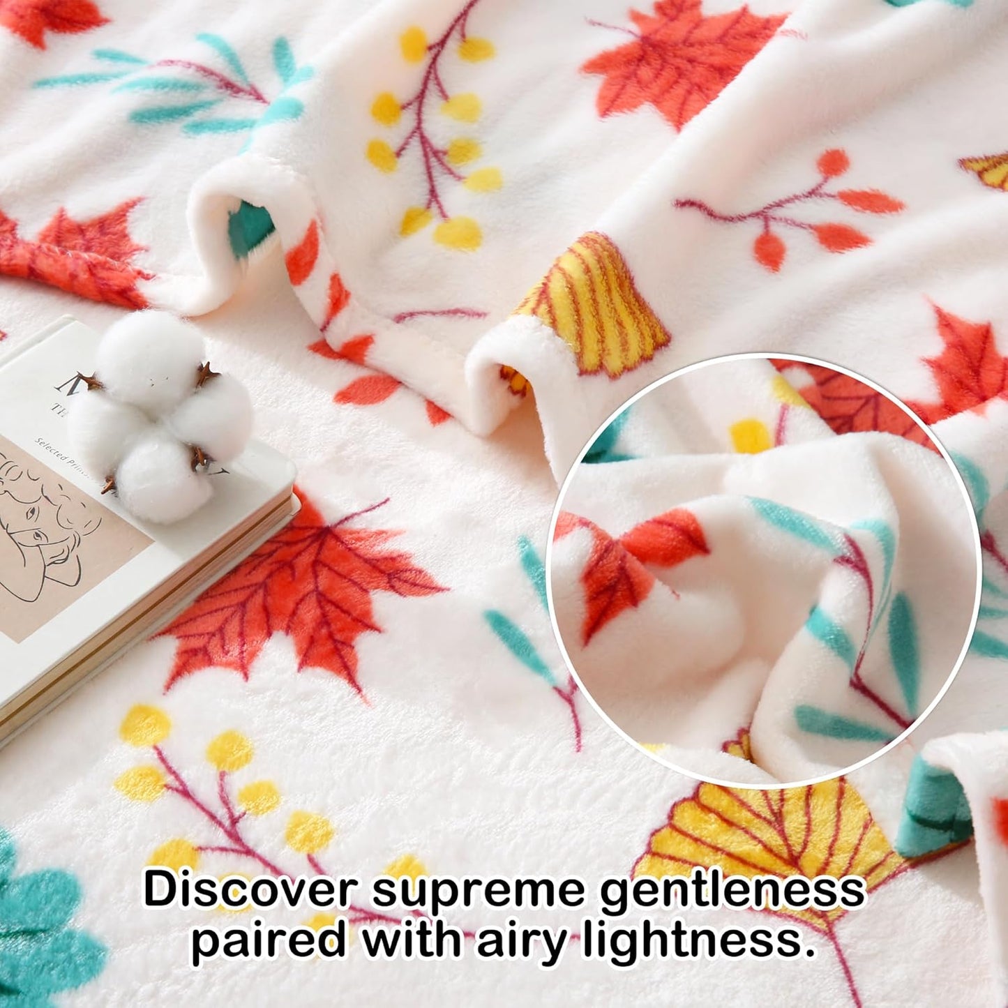 Softan Fleece Blanket - Autumn Leaves Throw Blanket - Fuzzy Lightweight Super Soft Microfiber Flannel Blankets for Couch, Bed, Sofa - Ultra Luxurious Warm and Cozy for All Seasons (60"×80")