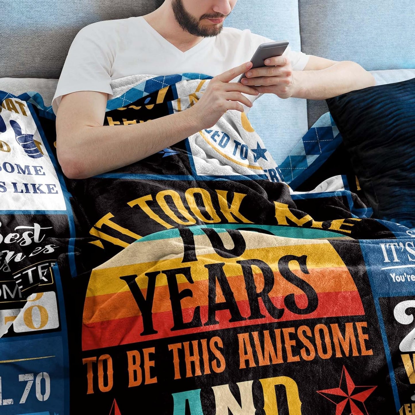 Best Gifts for 70 Year Old Man, 70th Birthday Blanket Gifts for Men, Gifts for 70 Year Old Man