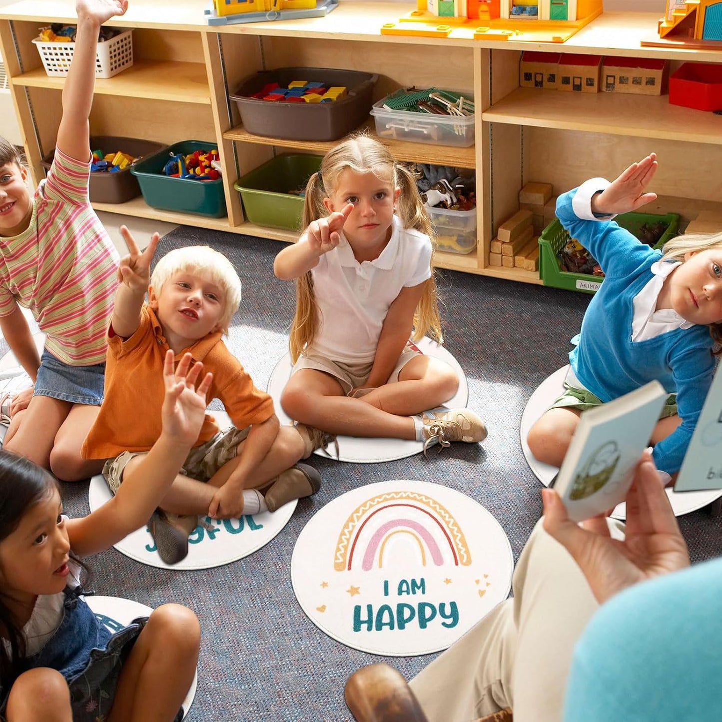 HiiARug Carpet Circles for Classroom Sitting Classroom Decor Rugs for Elementary Preschool Daycares Flexible Seating Circle Time Rug for Group Activities,12pcs,Round 18"