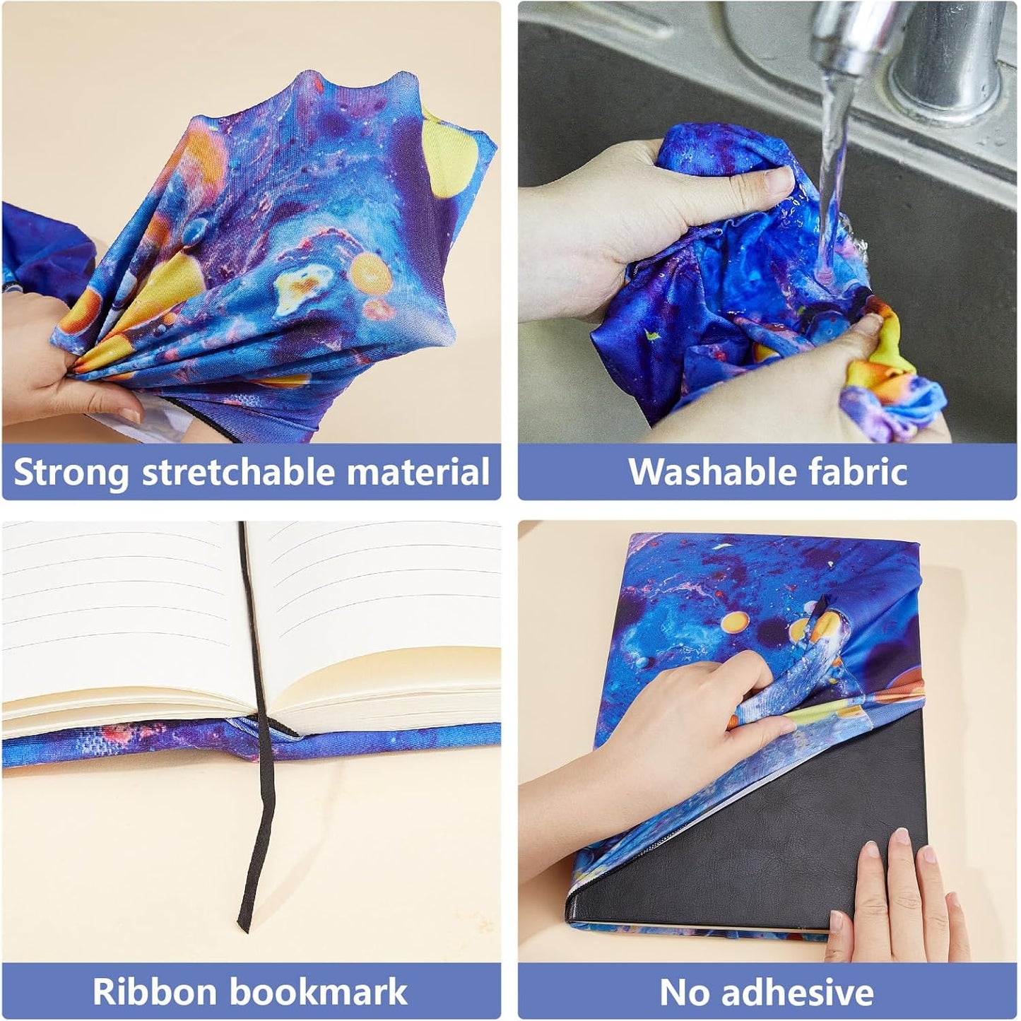 CRASPIRE Lotus Stretchable Book Cover Flower Vintage Ruffle Washable Reusable Large Nylon Book Protector Elastic Notebook Wraps Suitable for Hardcover Books Classroom Students