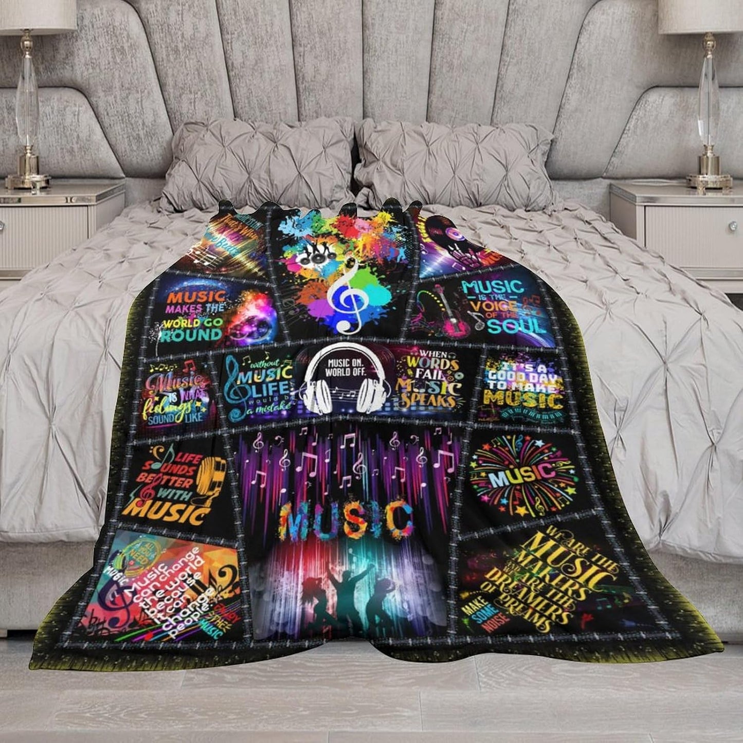 Music Note Blanket Gifts for Men Women Boys Girls Birthday Christmas Valentine Gift Colorful Musical Theme Decor Bedroom Living Room Couch Bed Sofa Soft Cozy Kids Adults Teen Flannel Throws 50"x40"